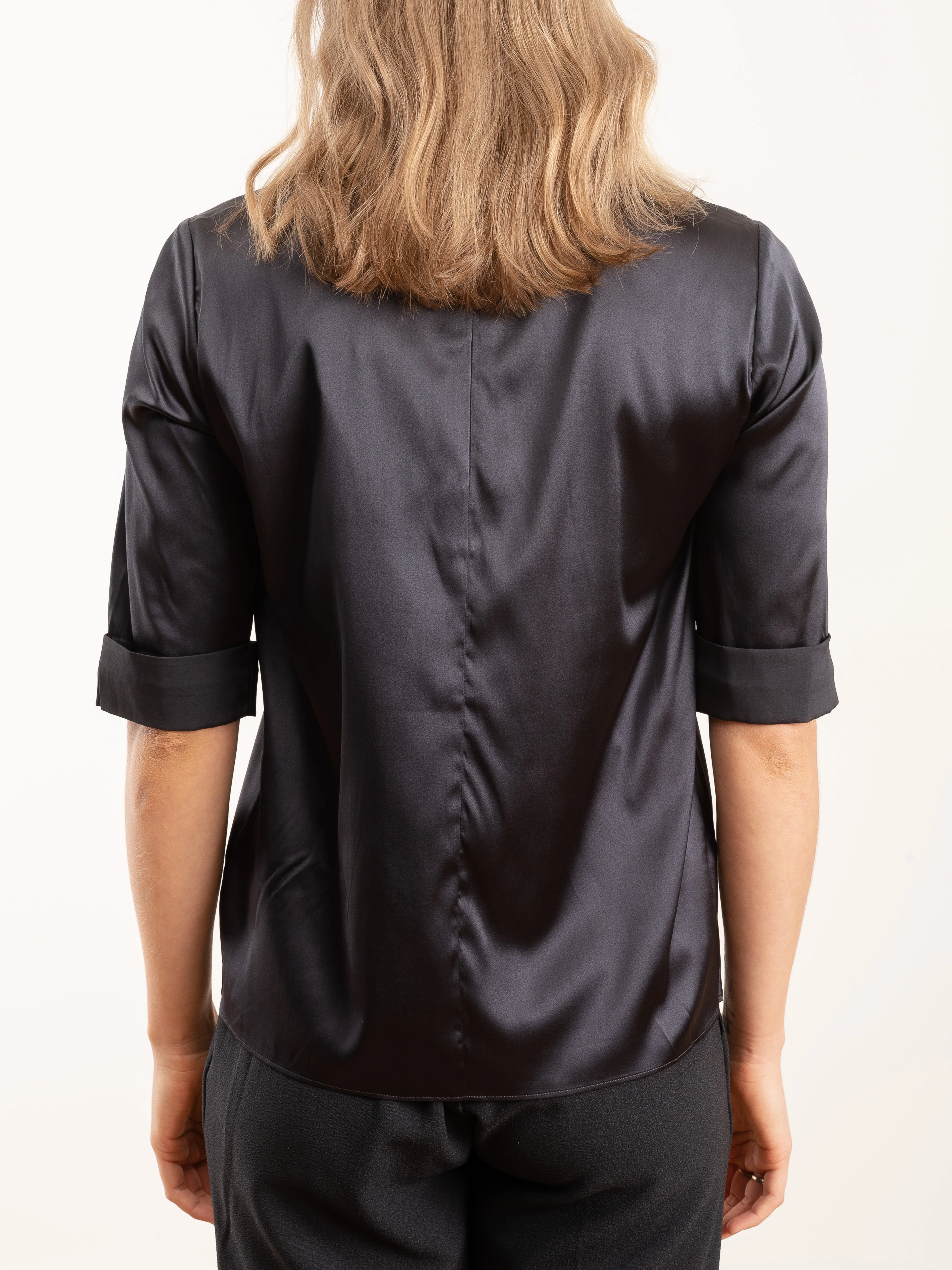 short sleeve silk tee - grey - Image 5