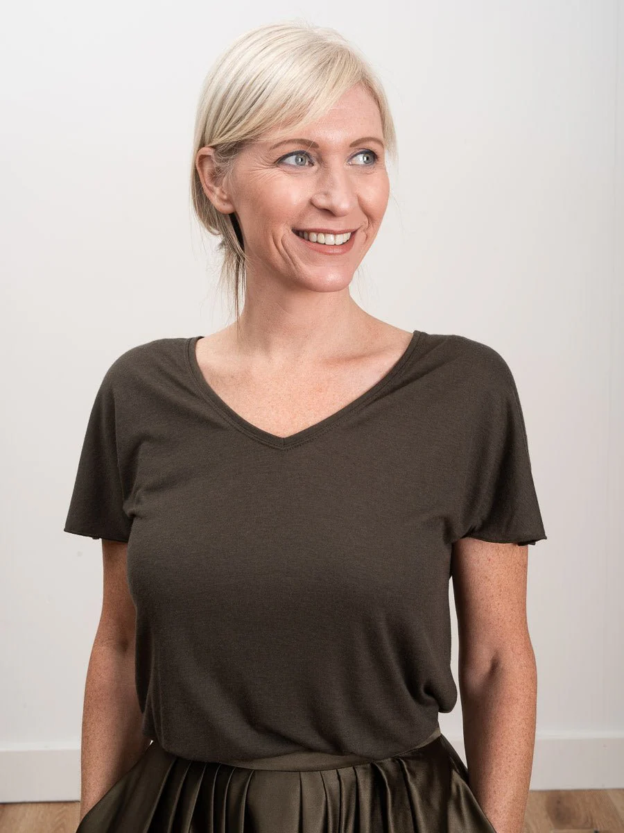 wool jersey tee - army - Image 3