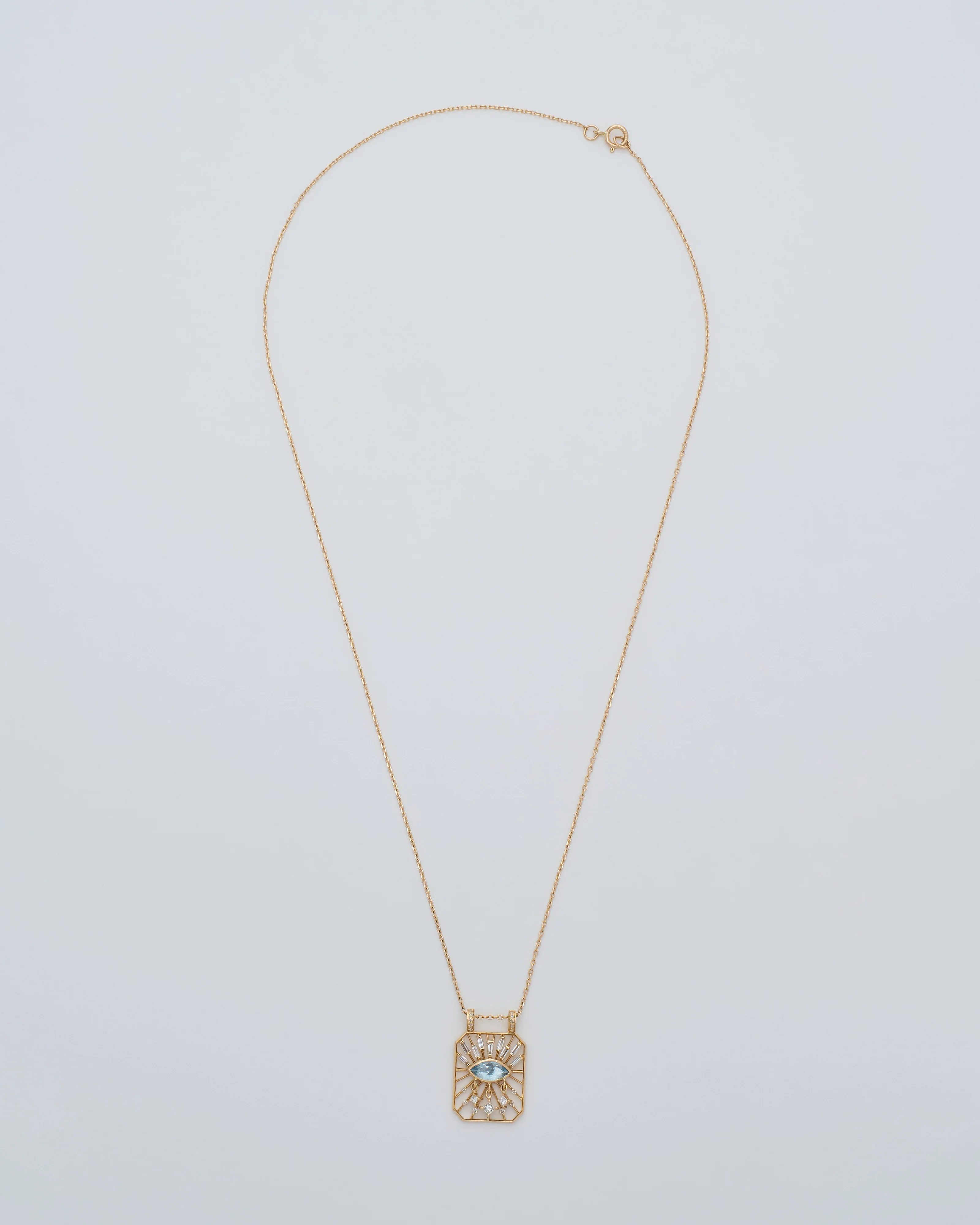 aquamarine marquise eye open rectangle necklace - Image 6