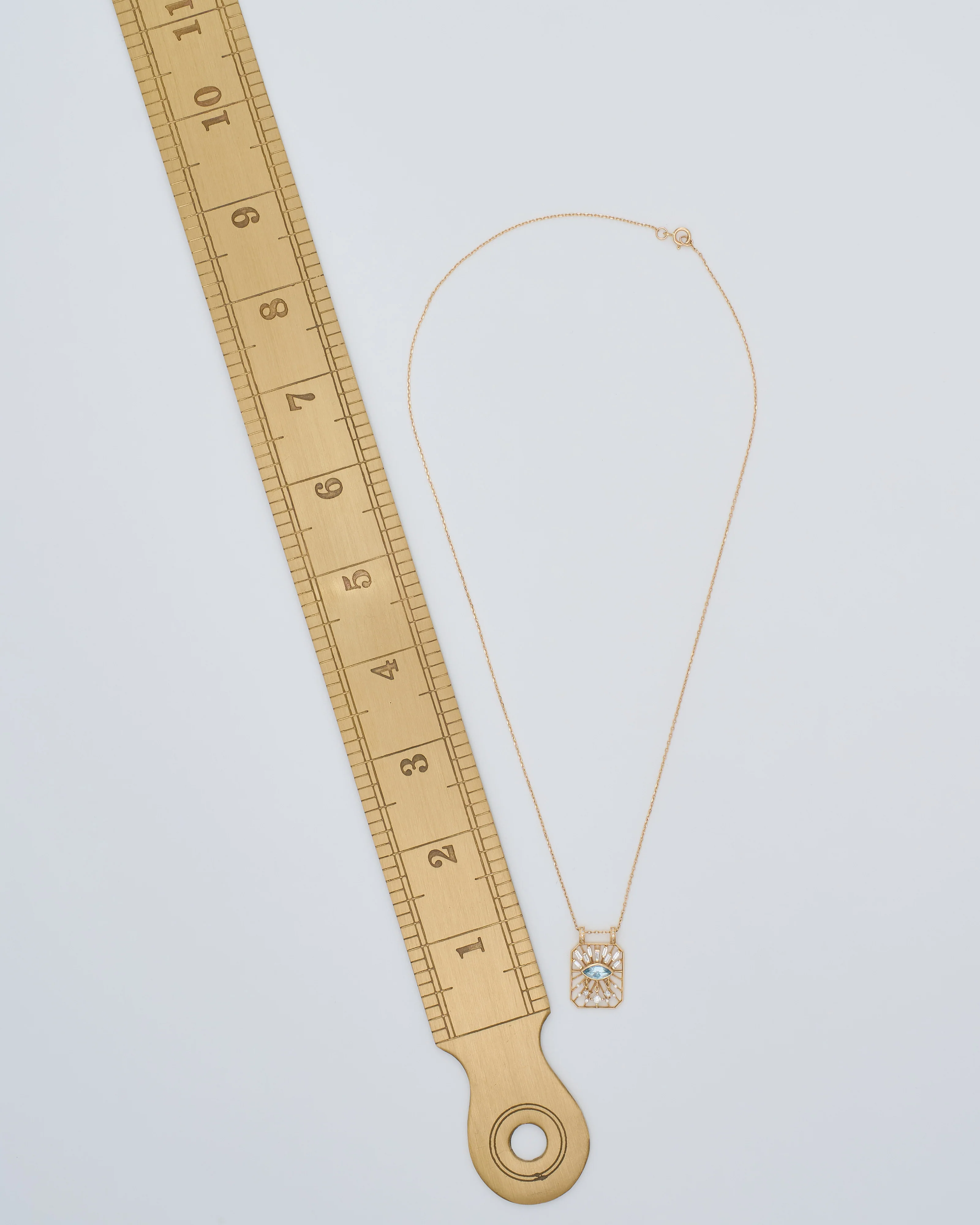 aquamarine marquise eye open rectangle necklace - Image 7