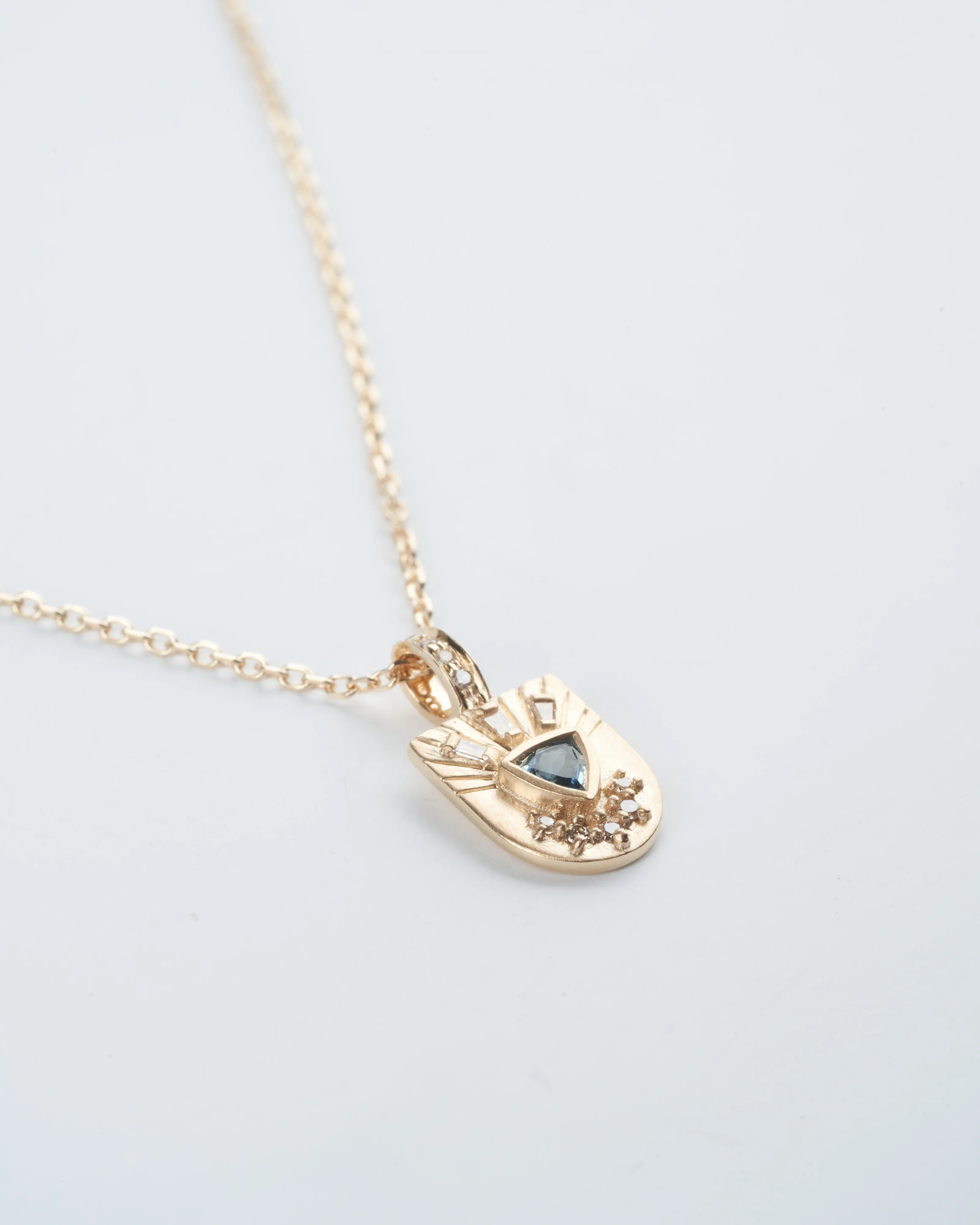 baby trylian aquamarine and diamind totem necklace - blue/ gold - Image 2