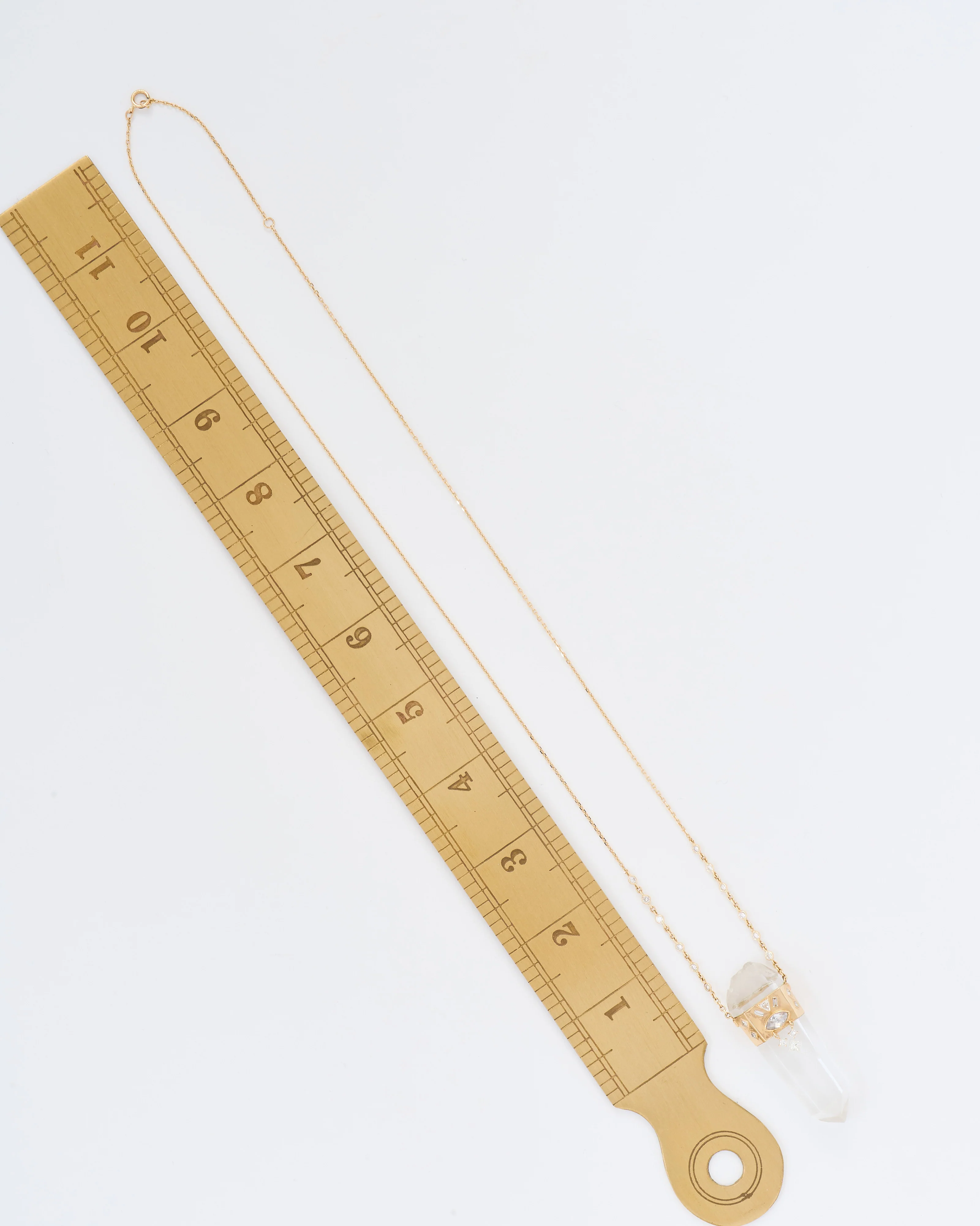 big rough pencil quartz with marquise diamond chain necklace - Image 10