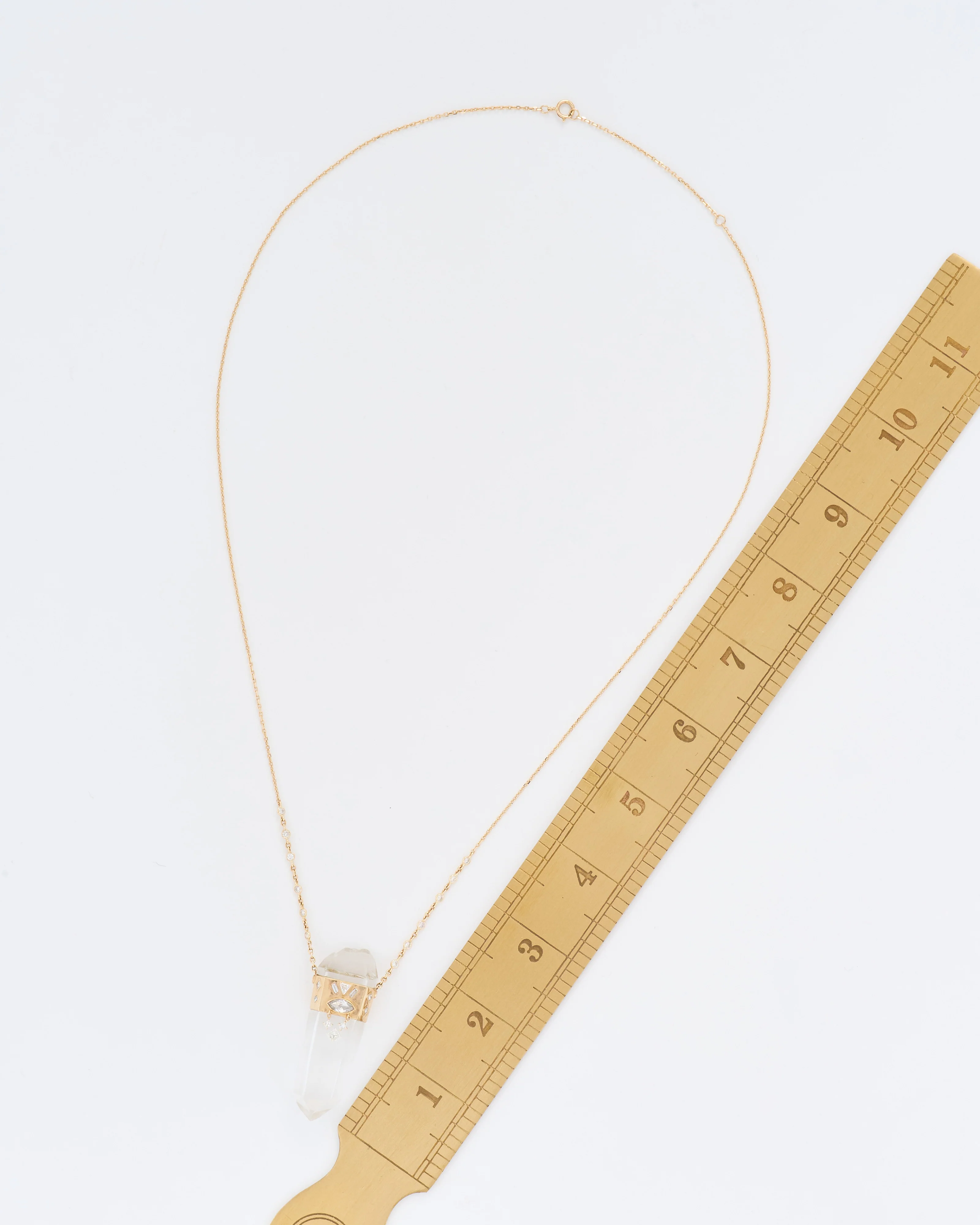 big rough pencil quartz with marquise diamond chain necklace - Image 5