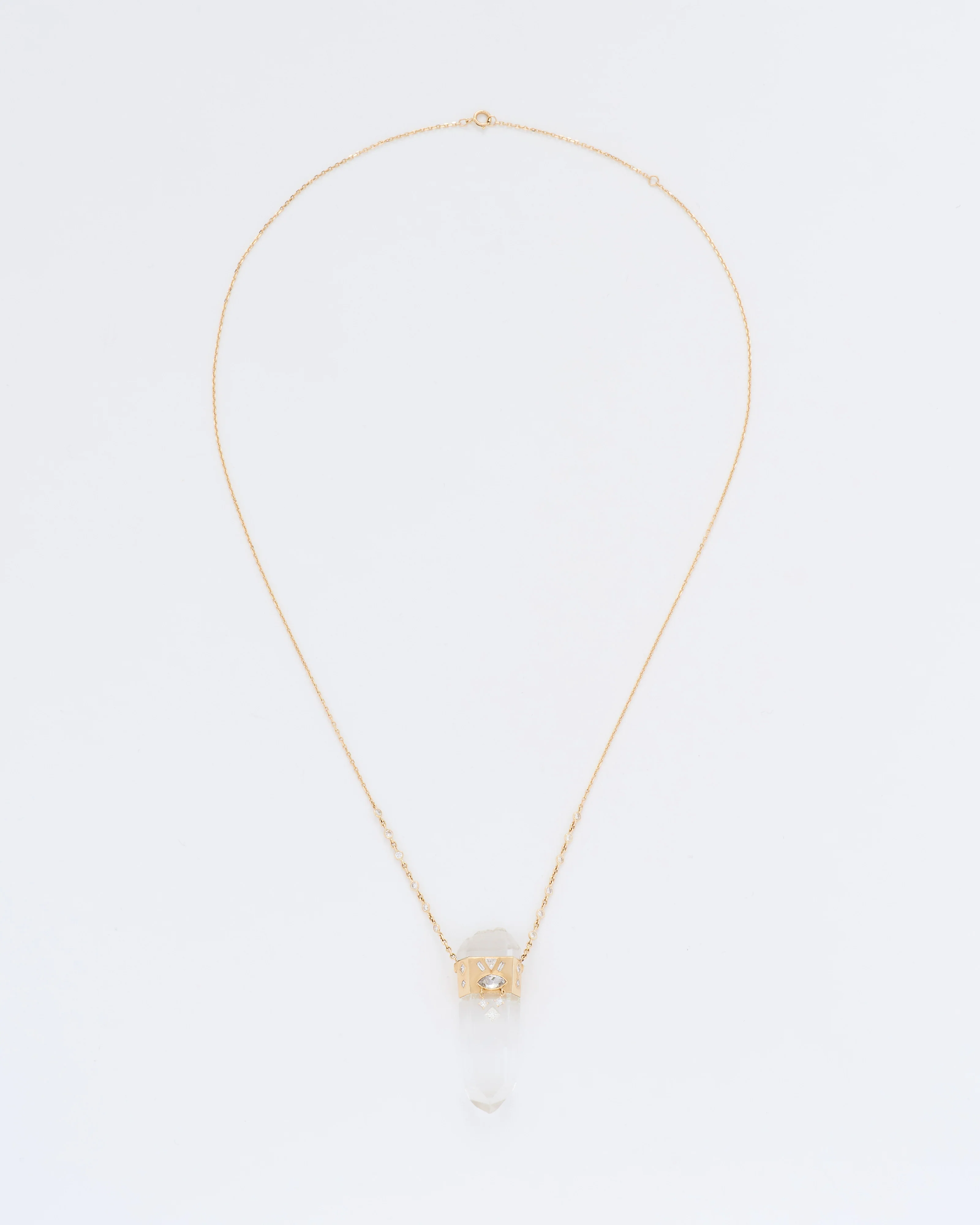 big rough pencil quartz with marquise diamond chain necklace - Image 8