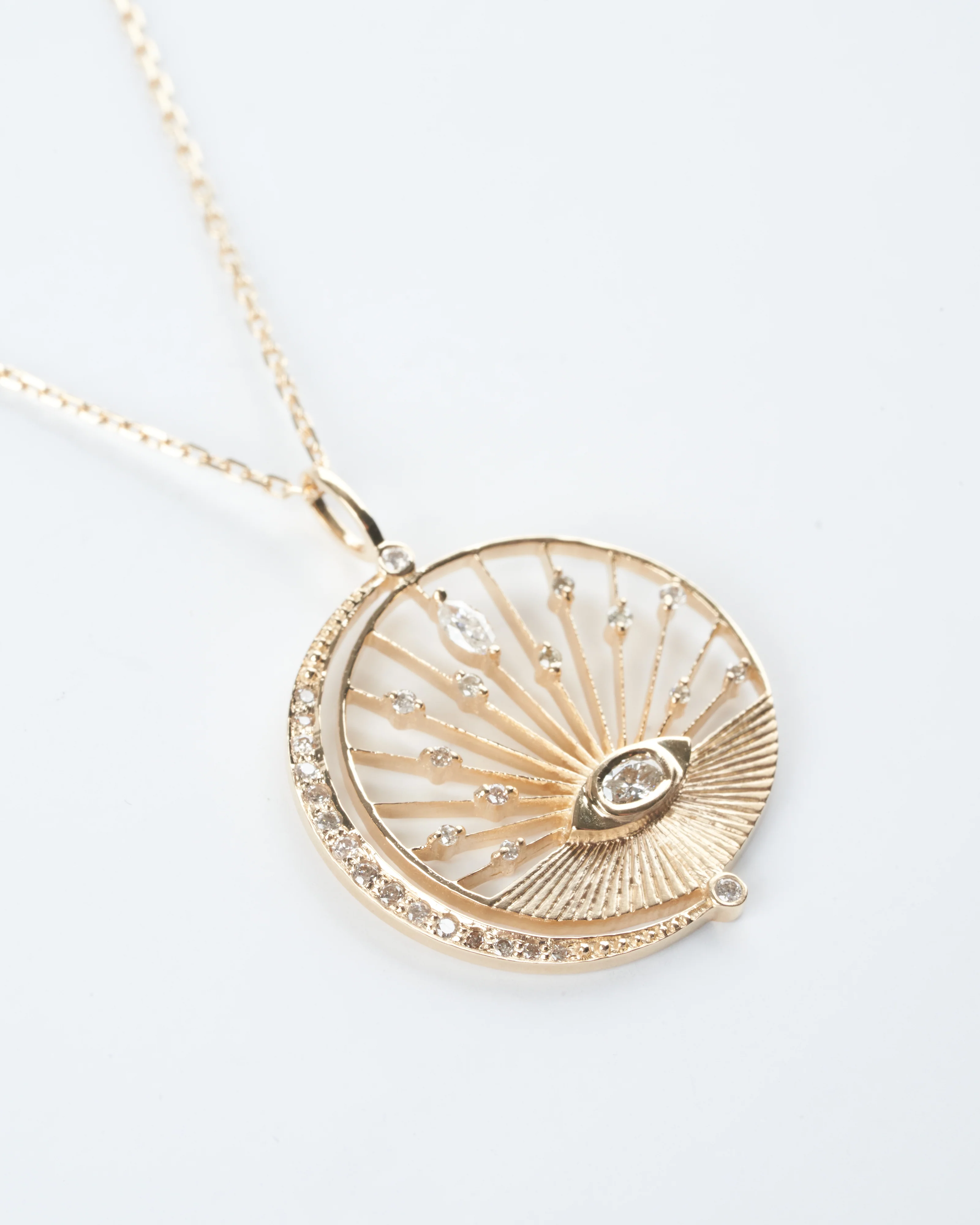 dream maker oval diamond and moon crescent necklace - diamond/ gold - Image 2