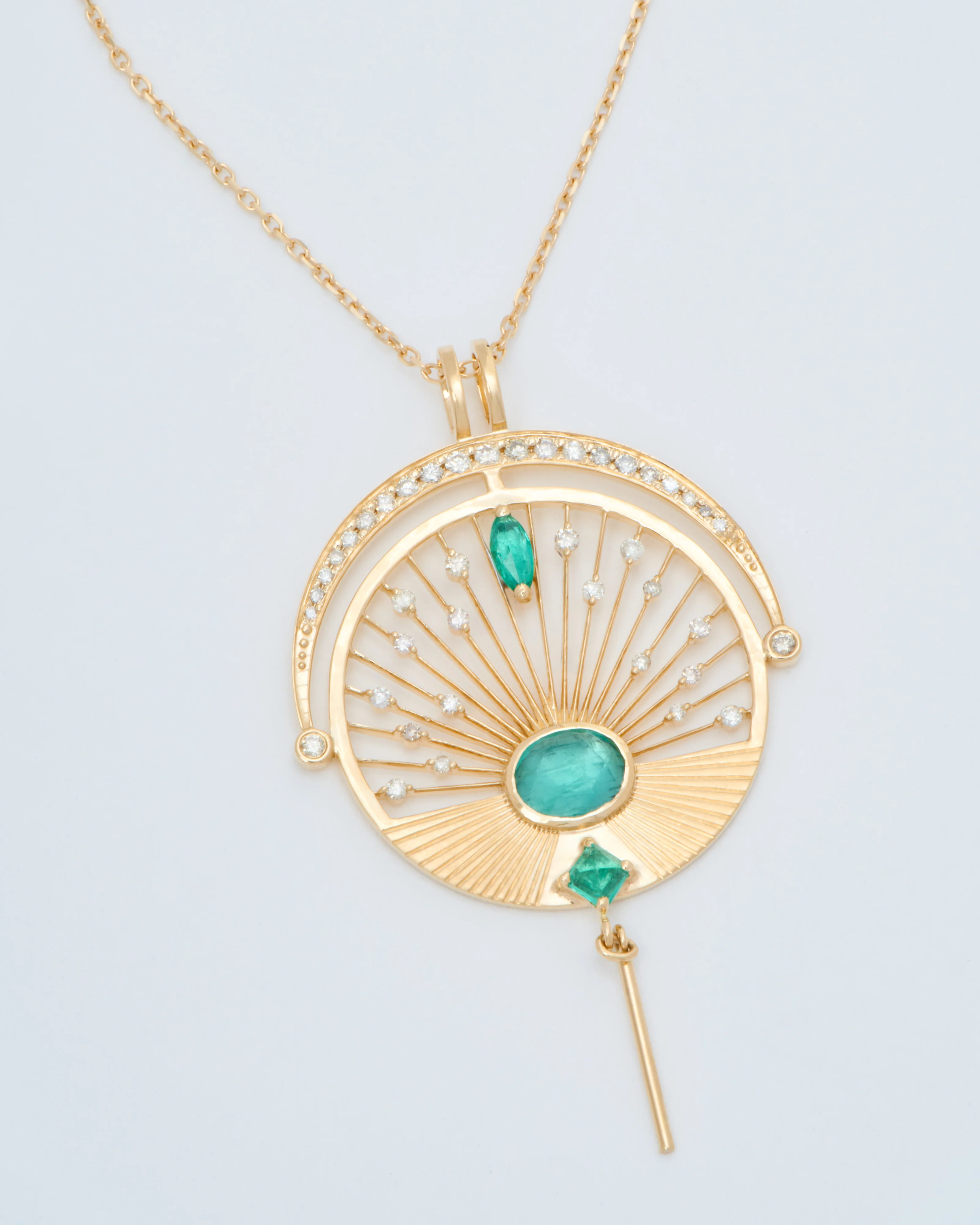 emerald and diamonds sunrise necklace - Image 4