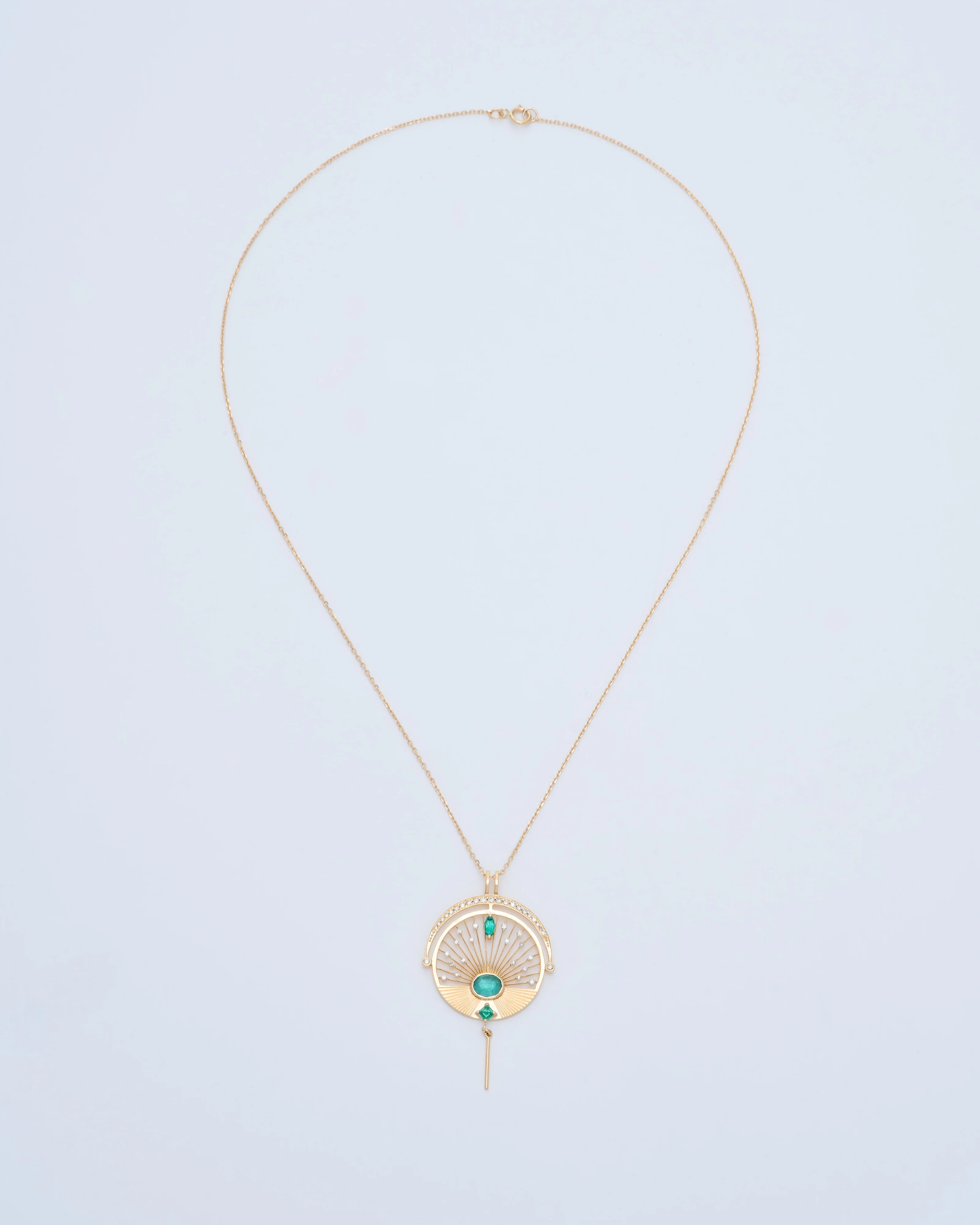 emerald and diamonds sunrise necklace - Image 5