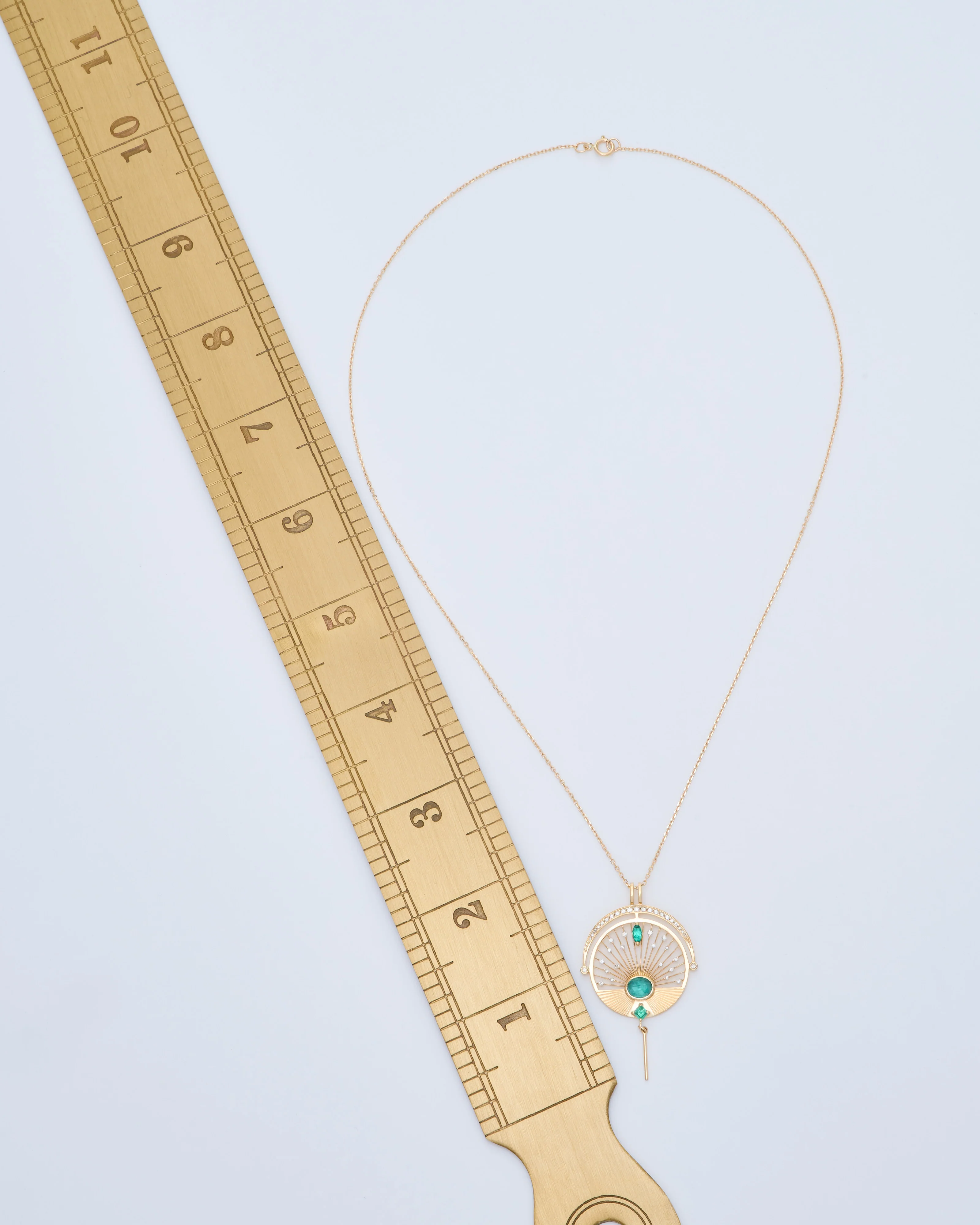 emerald and diamonds sunrise necklace - Image 7