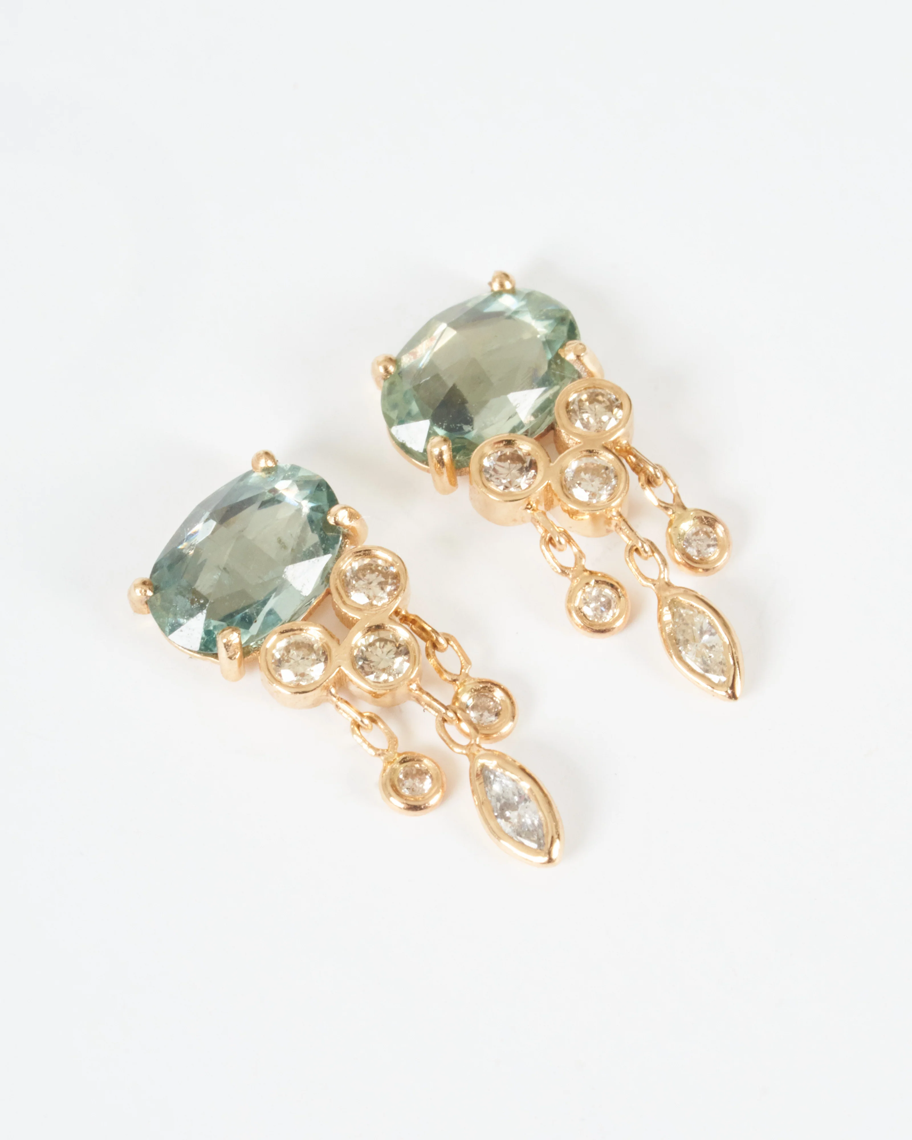 jelly fish sapphire and diamond earrings - Image 2