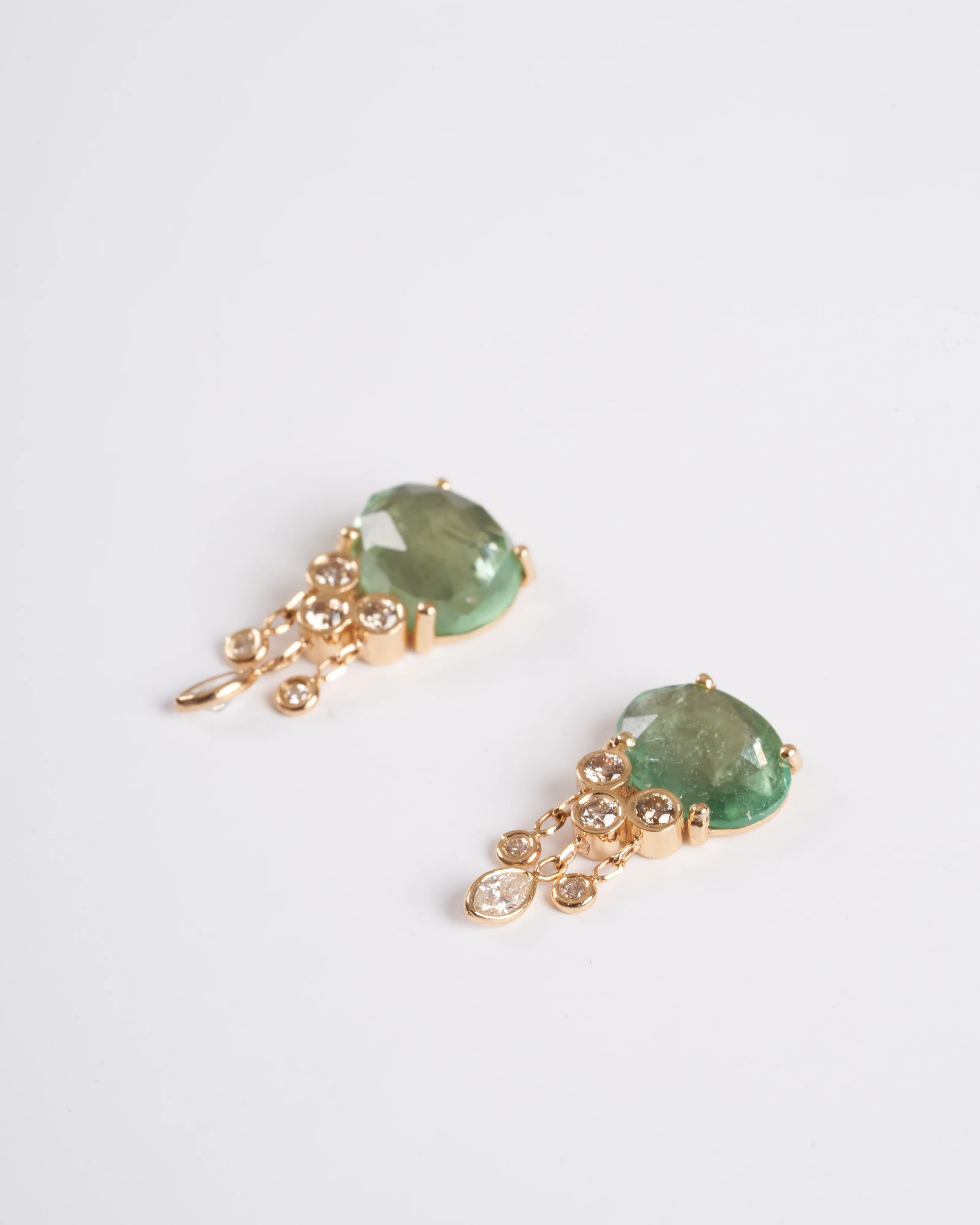 jellyfish tourmaline and diamond earrings - green/gold - Image 3