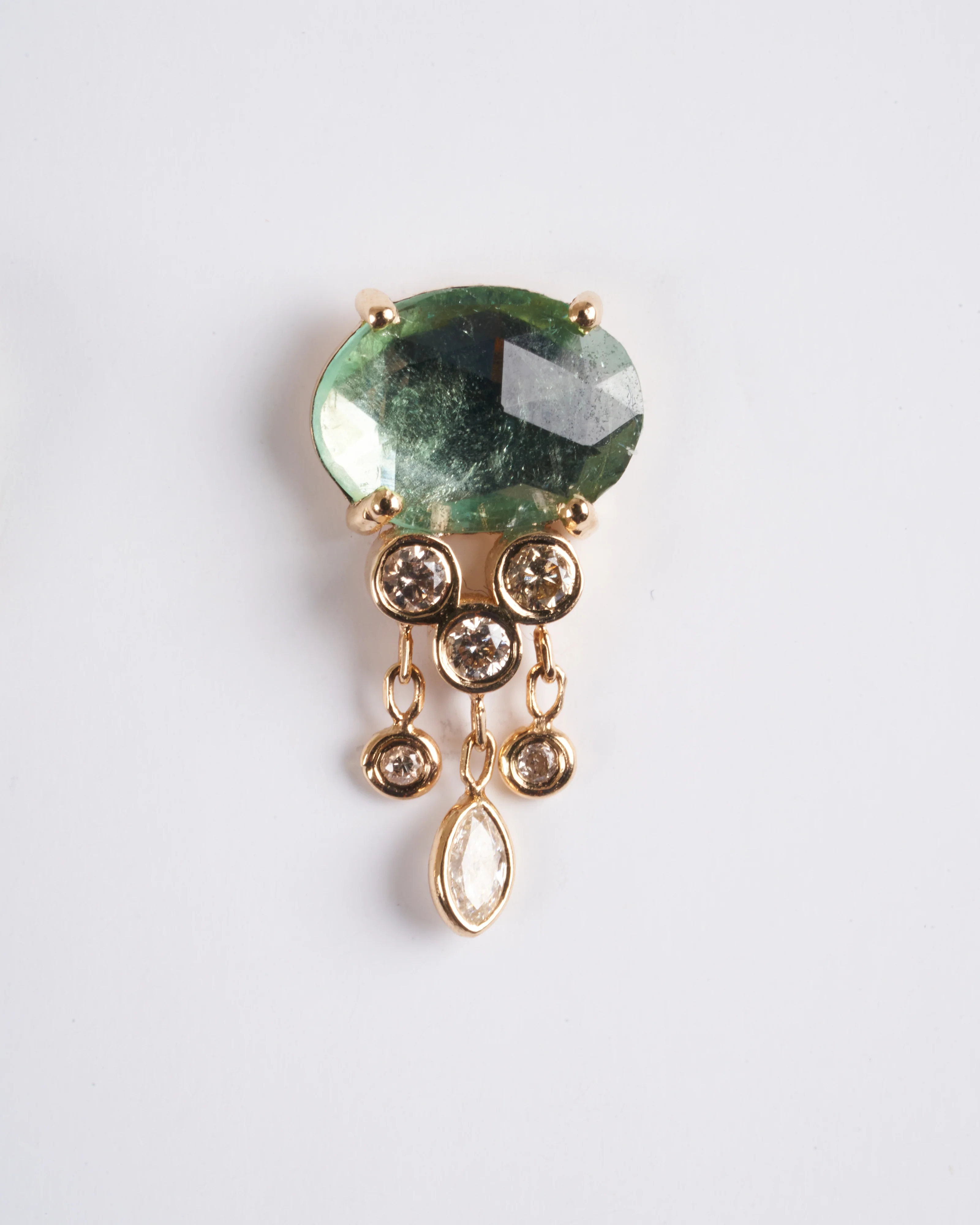 jellyfish tourmaline and diamond earrings - green/gold - Image 4