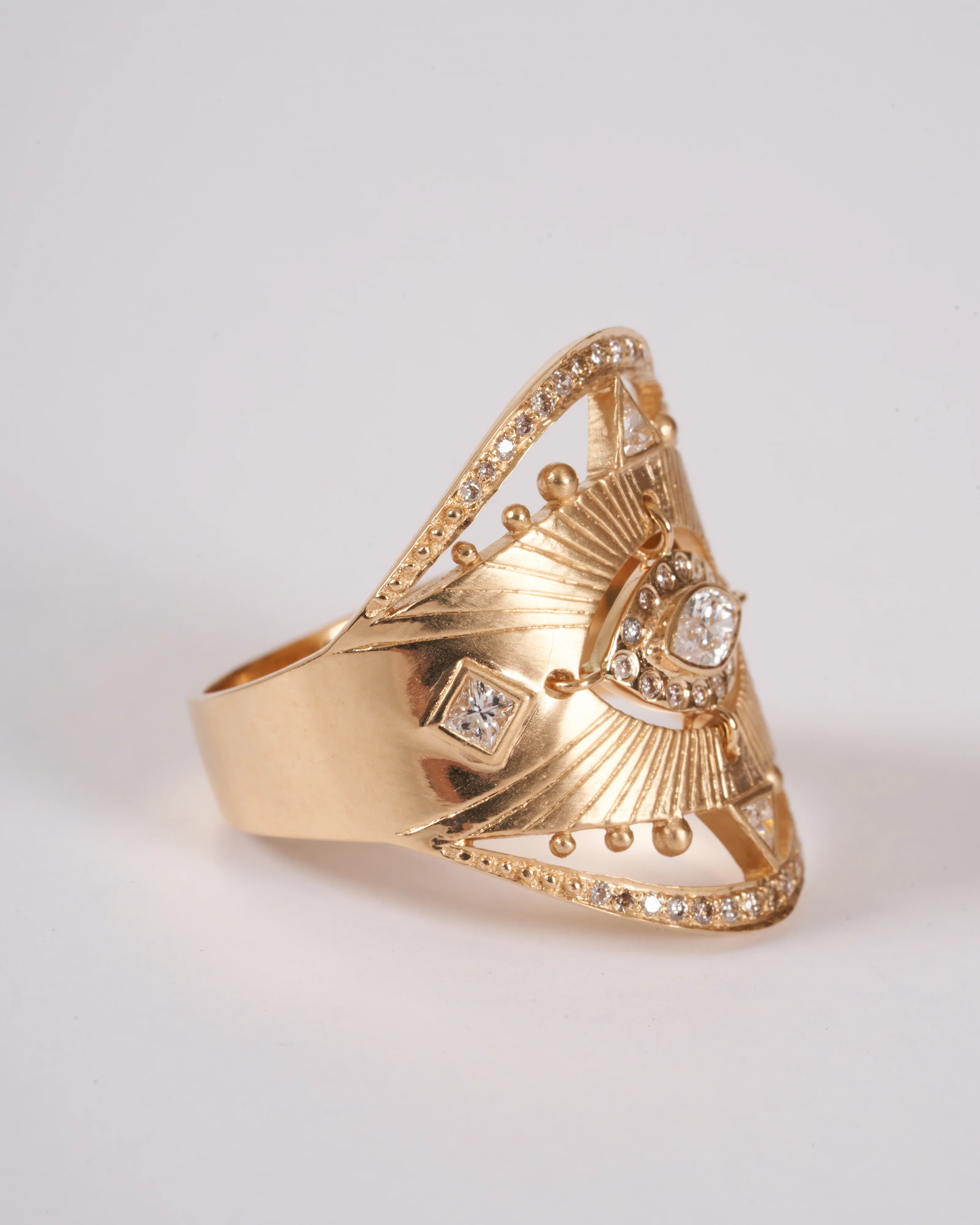 mandala marquise eye diamond ring - gold/diamond - Image 3