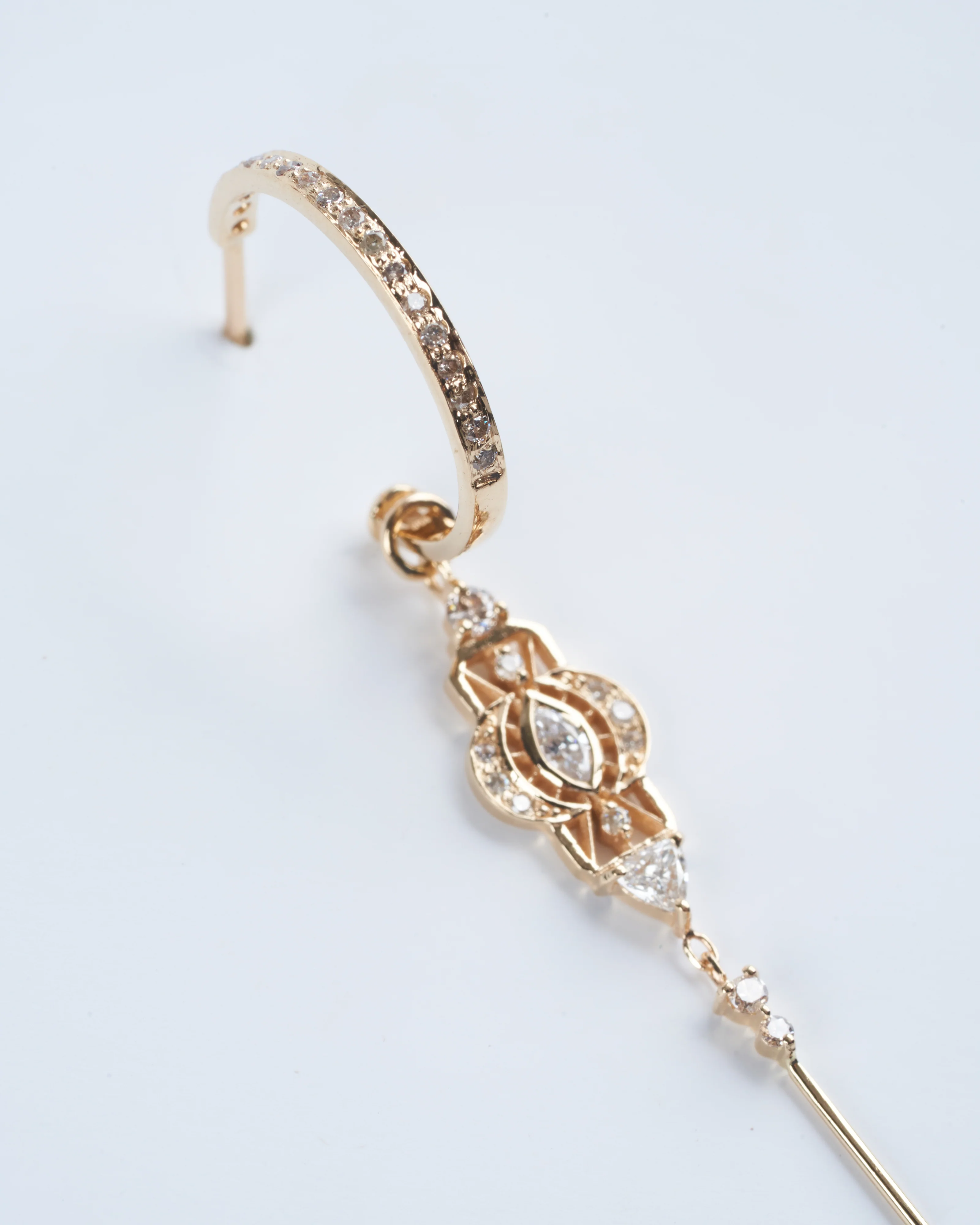 marquise and triangle diamond single hoop earring - diamond/gold - Image 2