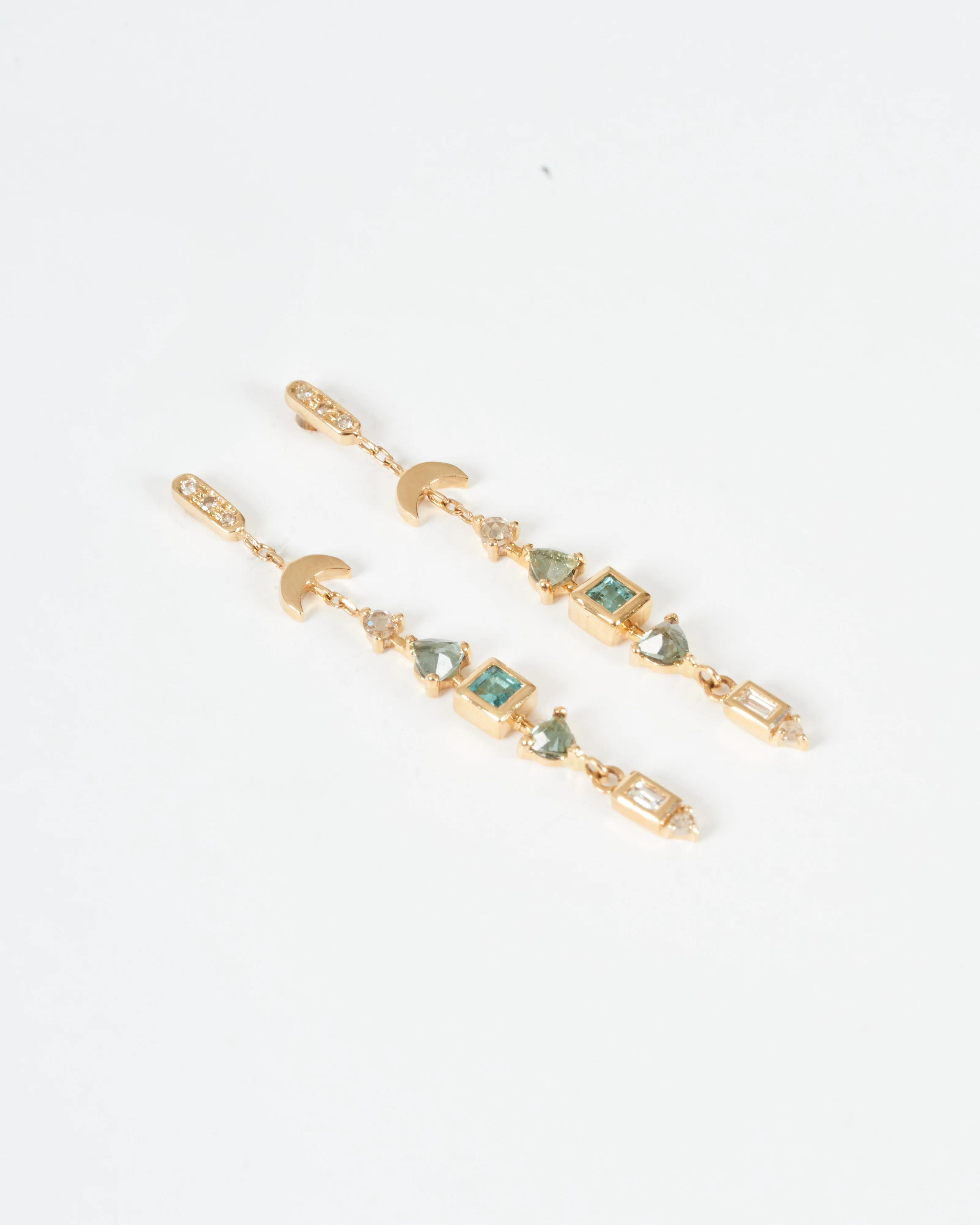 moon and baguet diamond earrings - Image 2