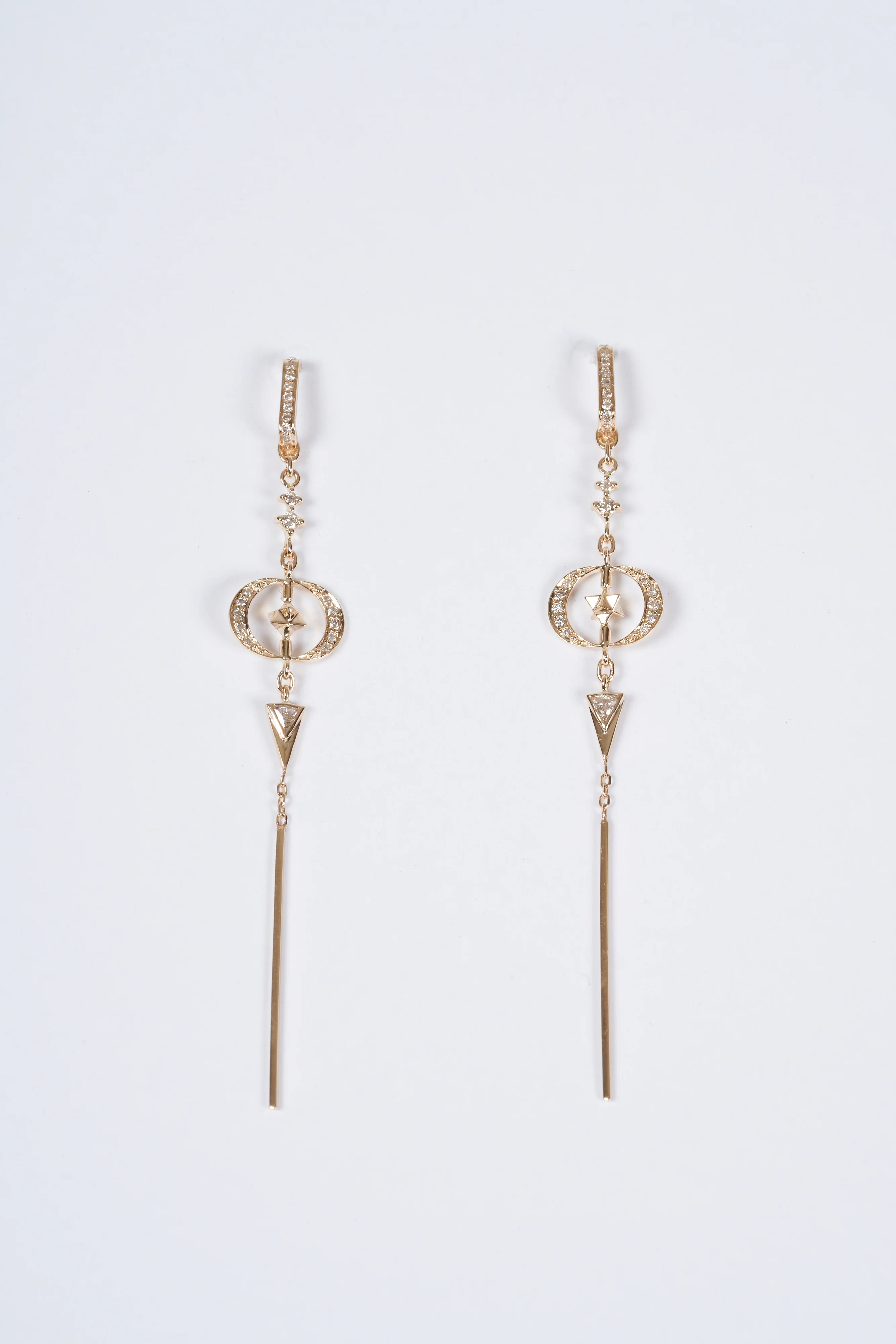 moon diamonds merkabah earrings - gold and stone - Image 2