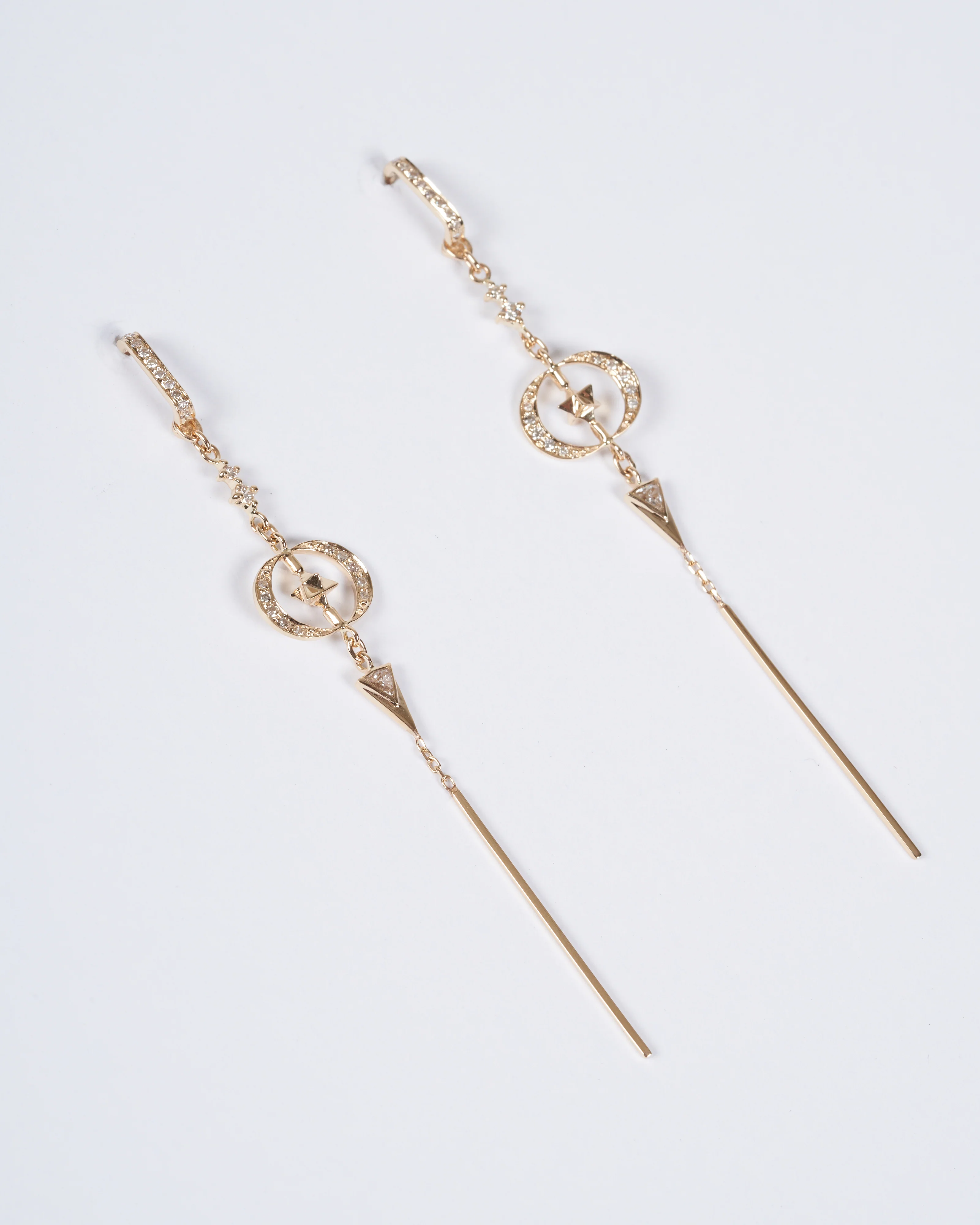 moon diamonds merkabah earrings - gold and stone - Image 3