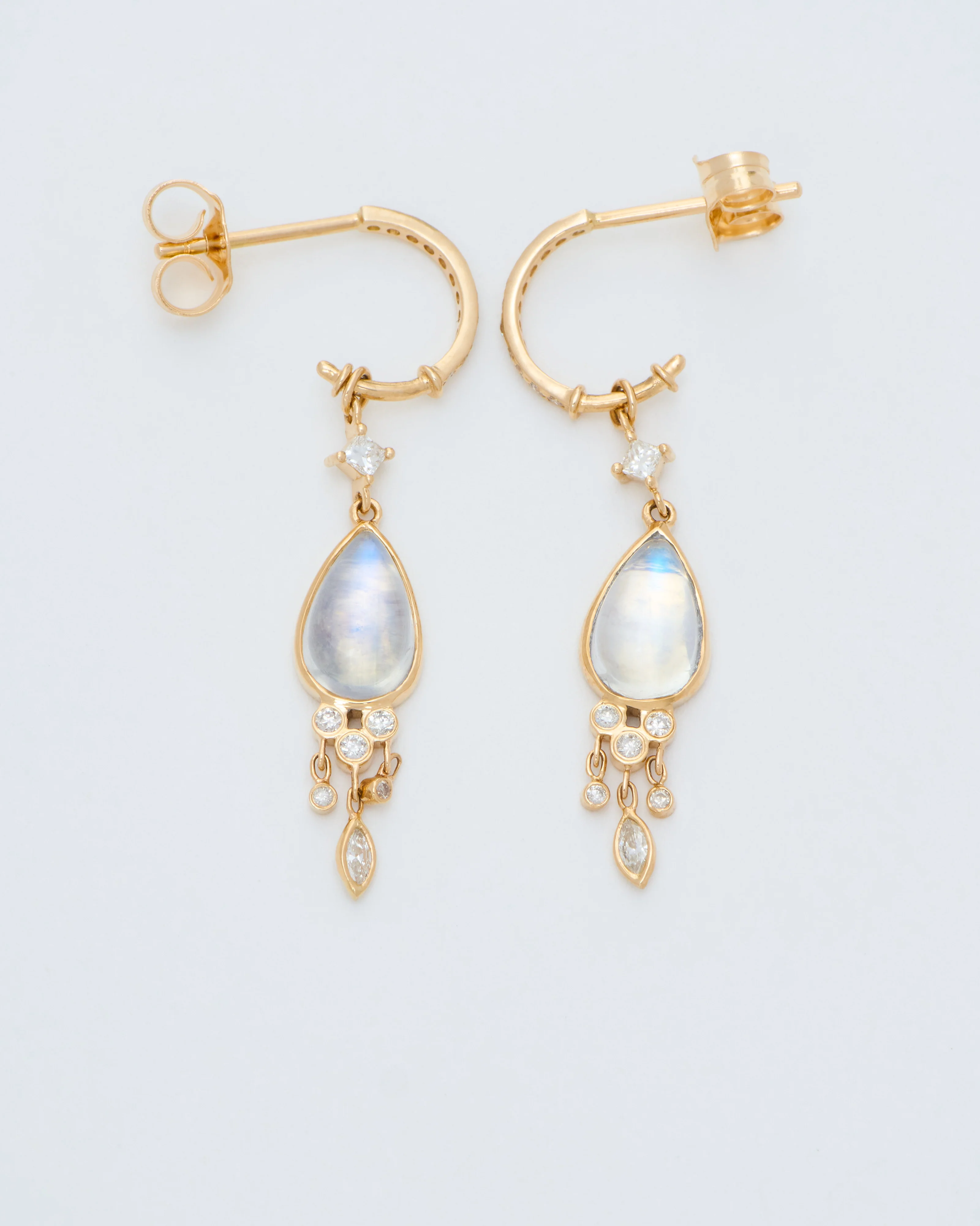 moonstone pear jellyfish hoop earrings - Image 2