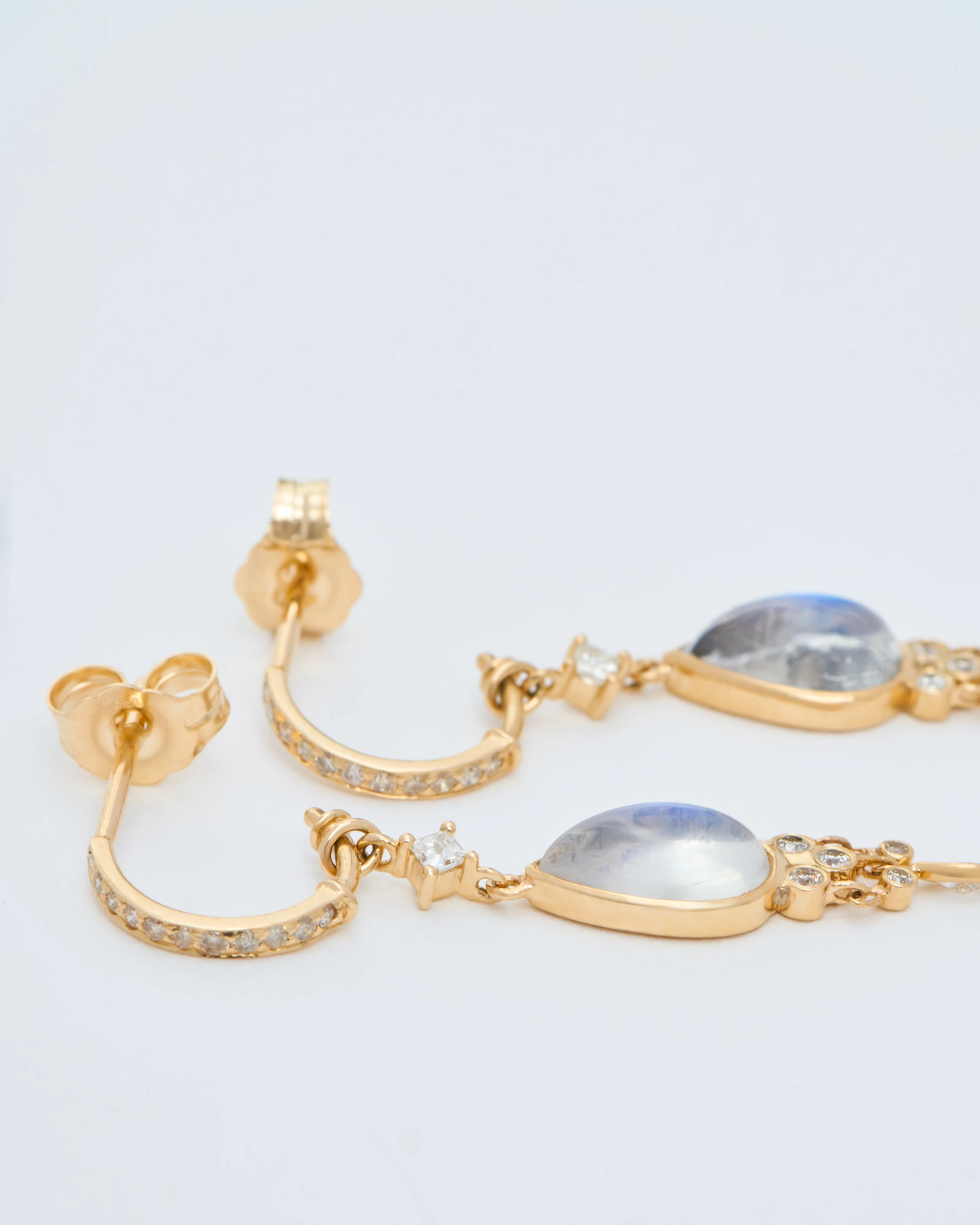 moonstone pear jellyfish hoop earrings - Image 3