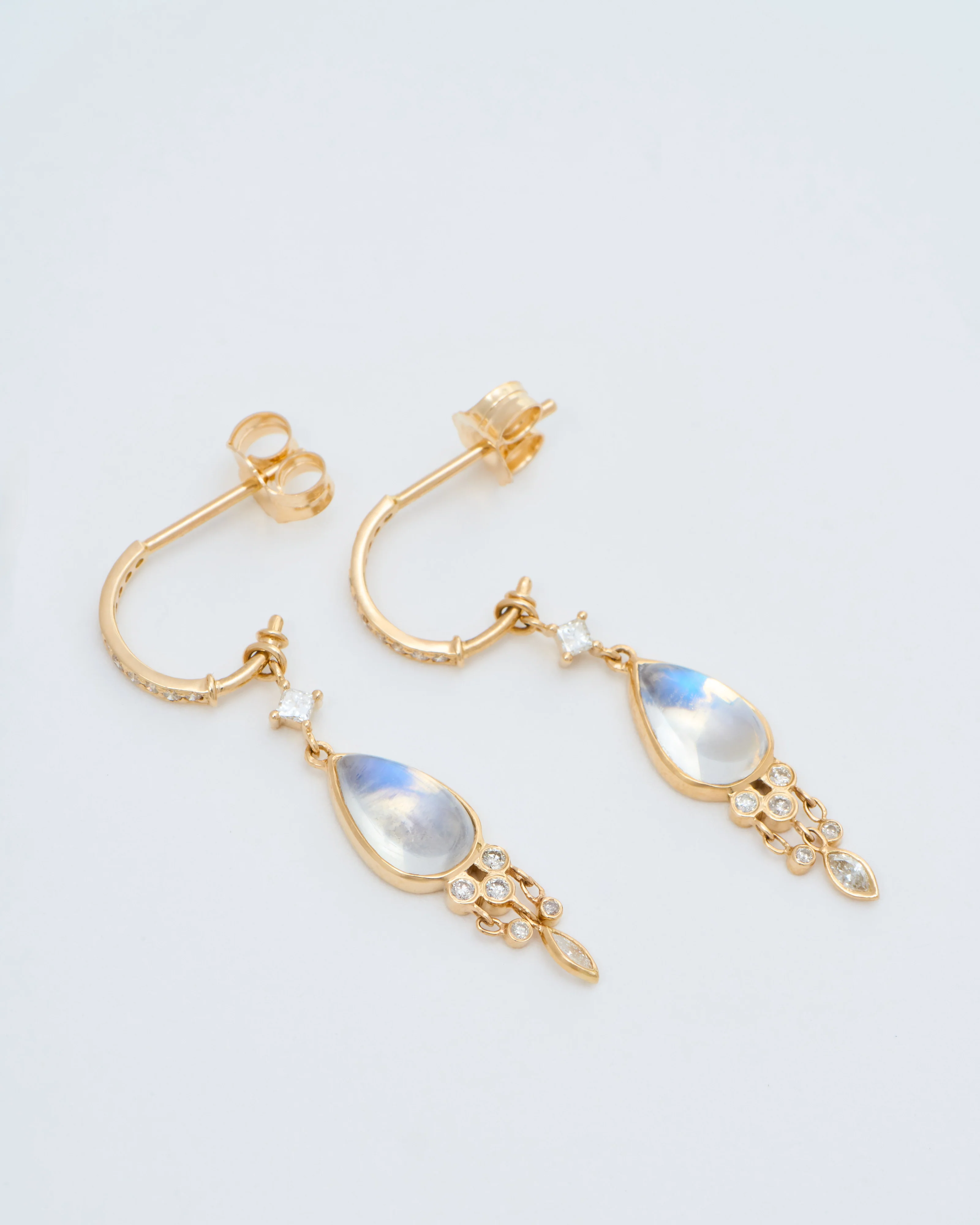 moonstone pear jellyfish hoop earrings - Image 4