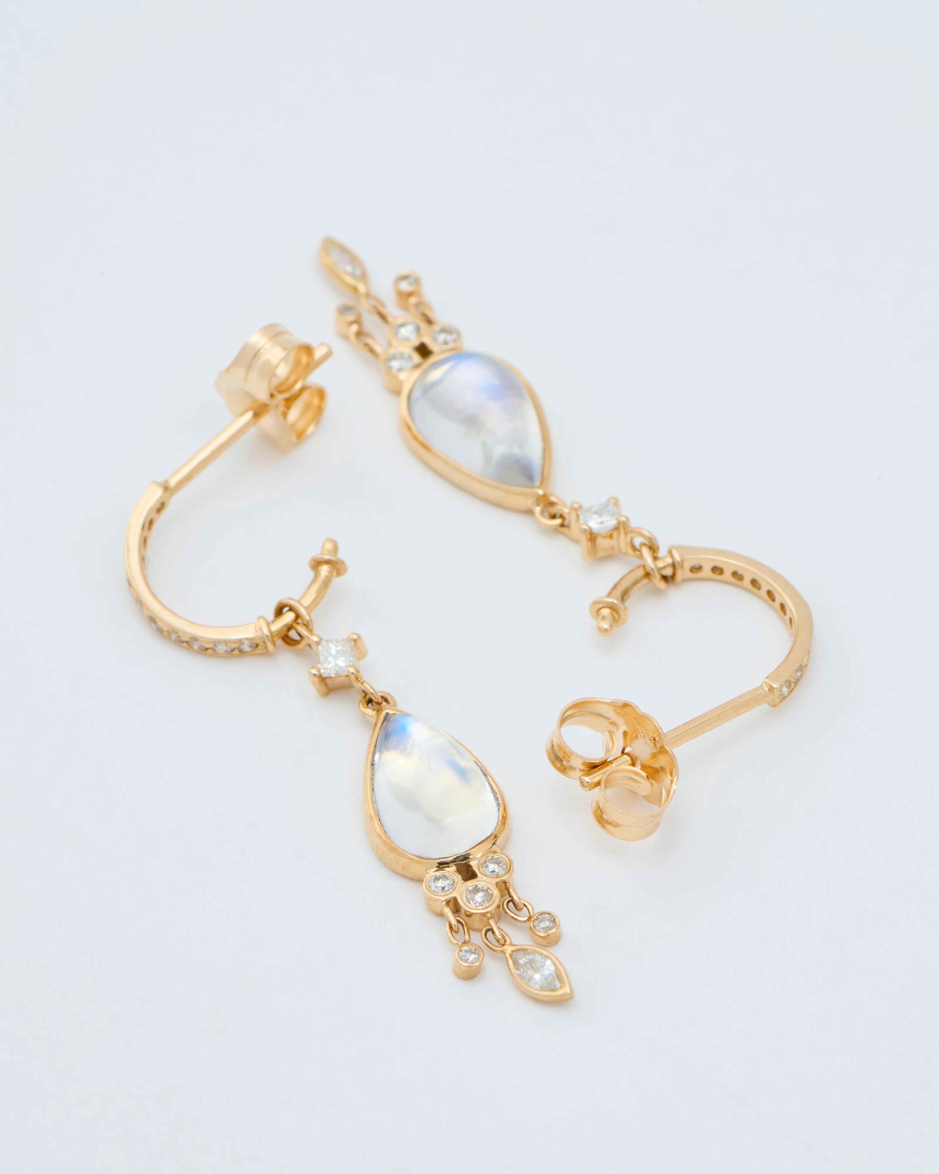 moonstone pear jellyfish hoop earrings - Image 5