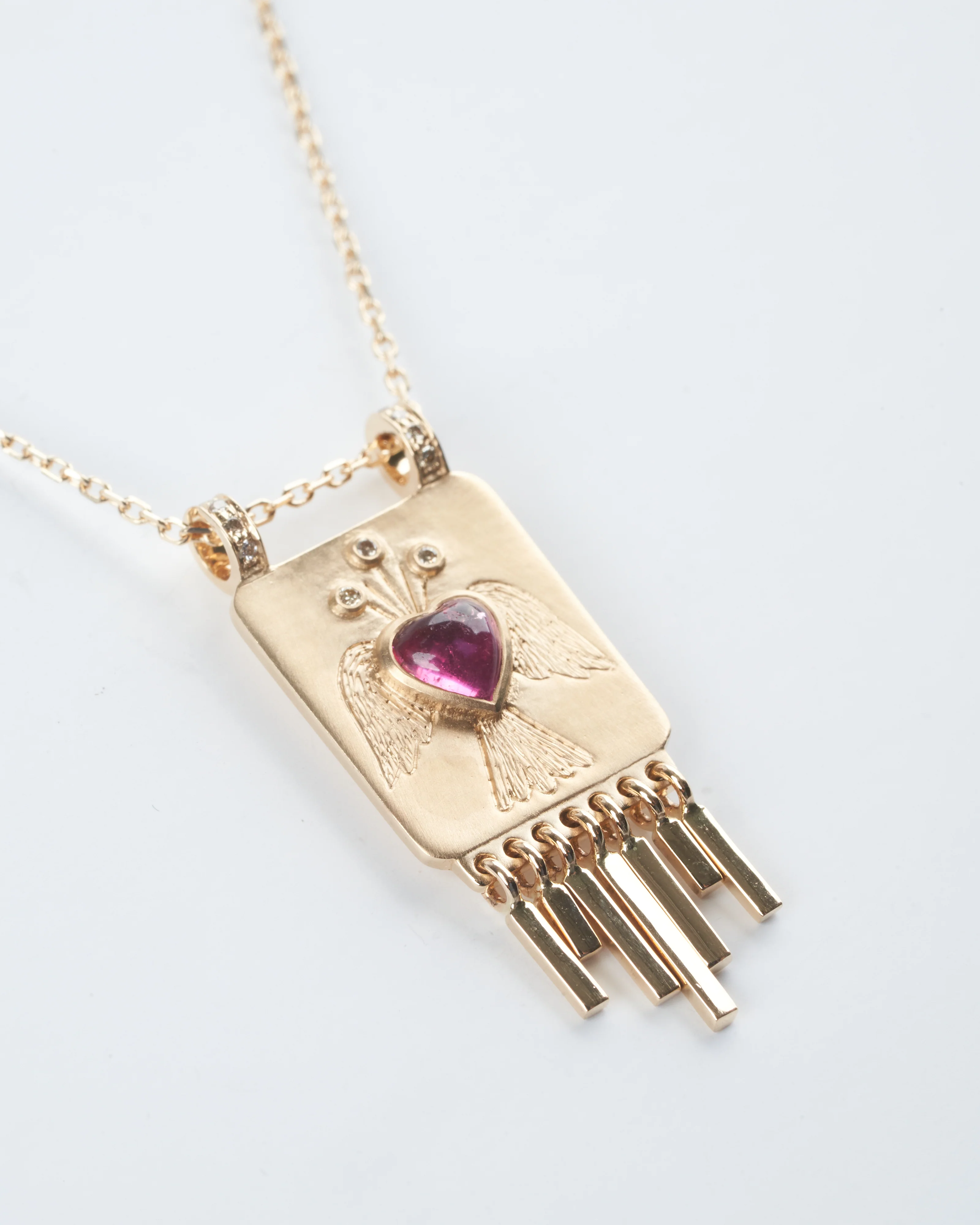 pink tourmaline plate necklace - pink/ gold - Image 2