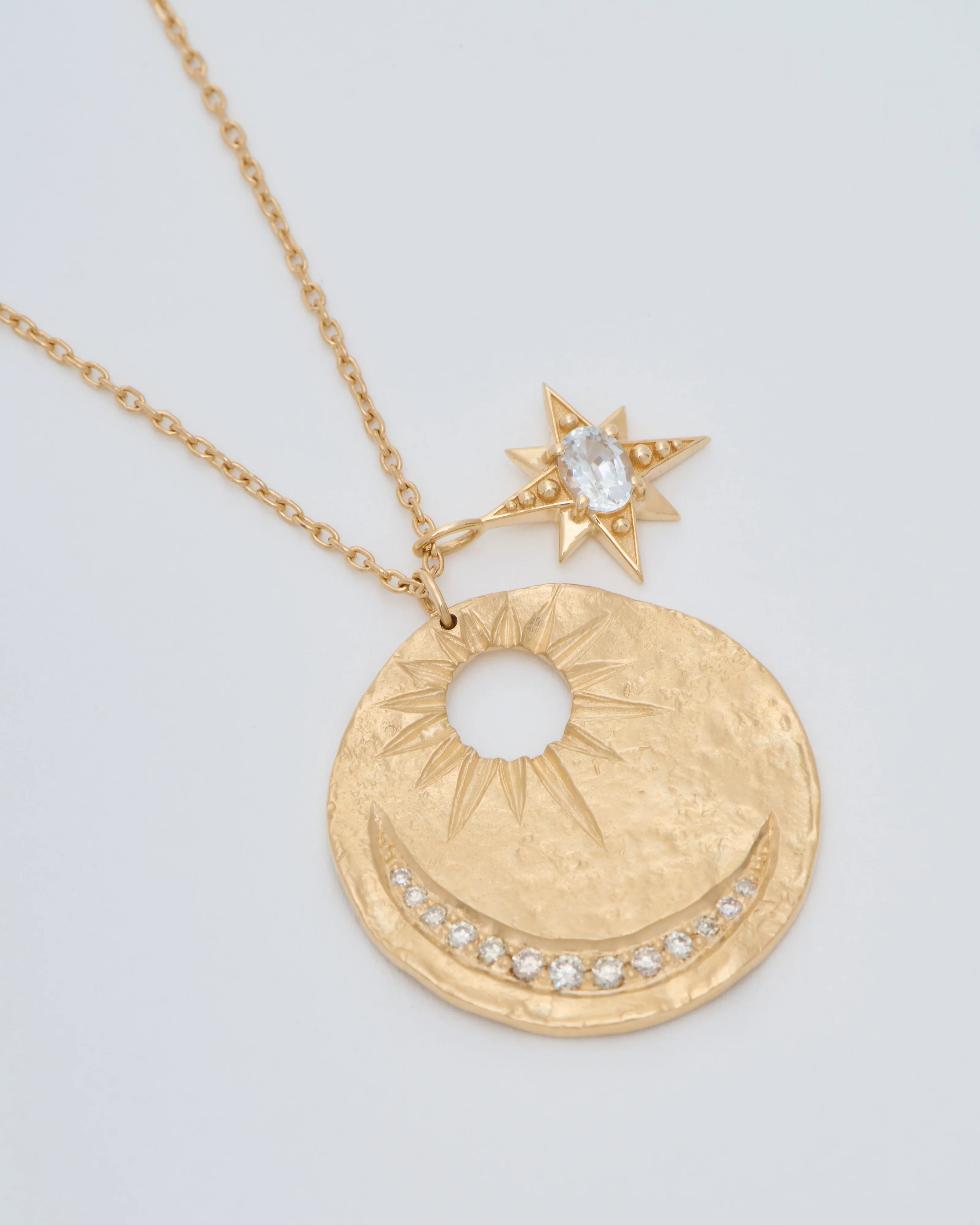 sapphire sun & moon medal necklace - Image 3