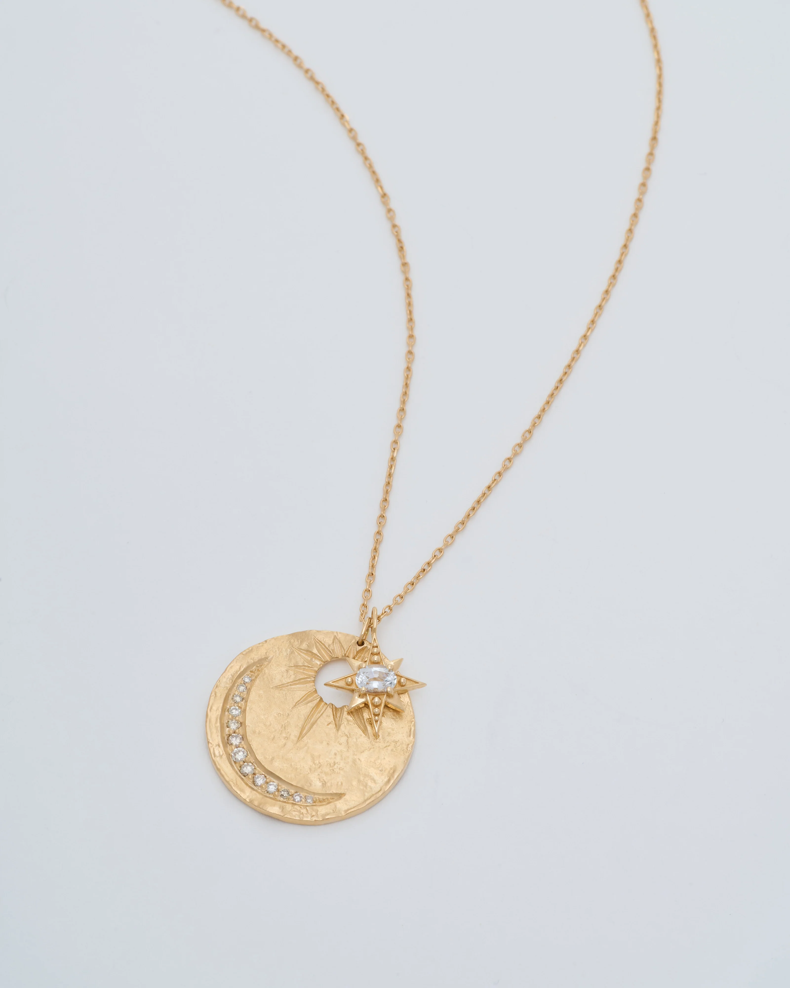 sapphire sun & moon medal necklace - Image 4