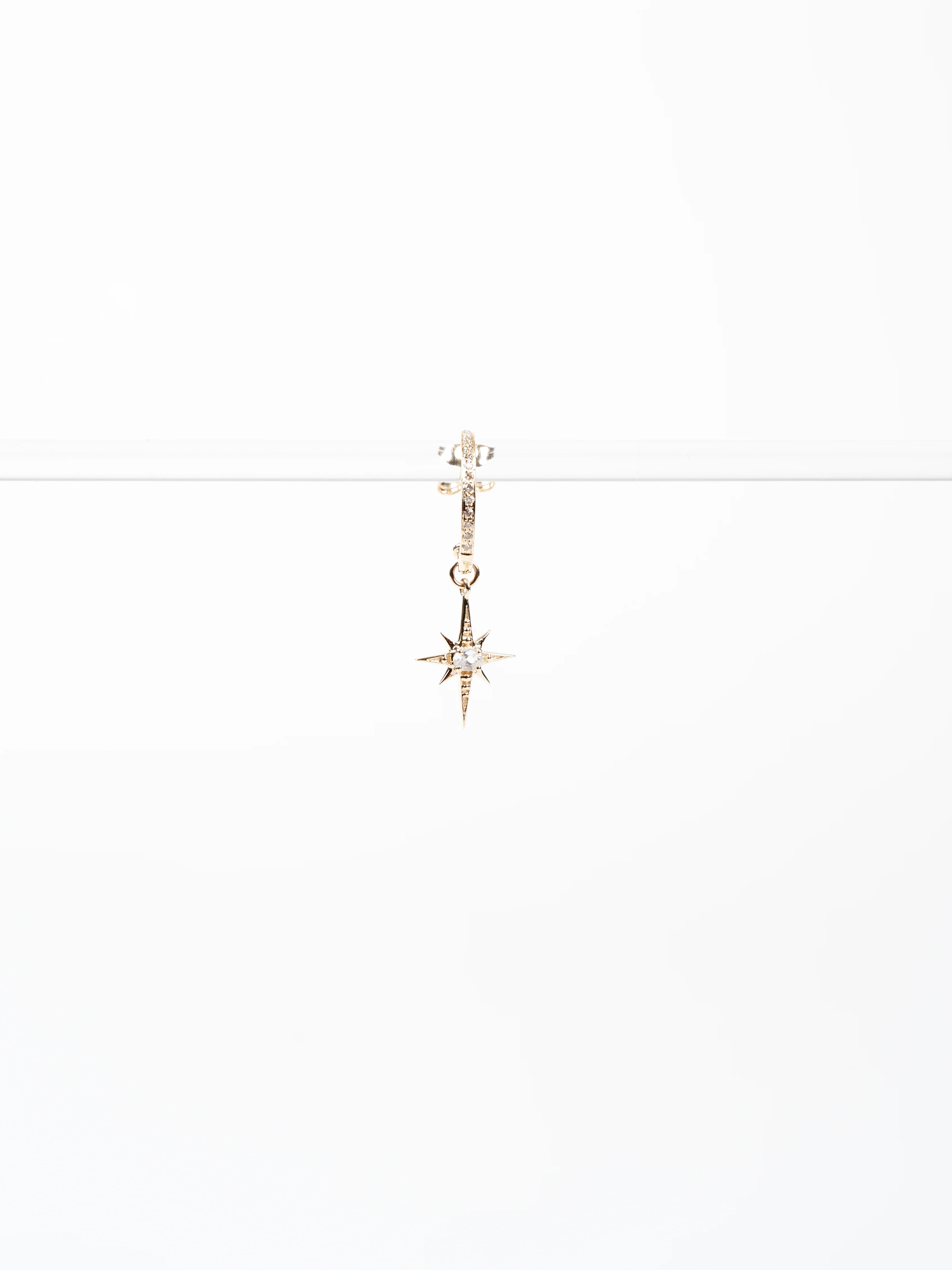 star & white sapphire single hoop single earring - Image 2