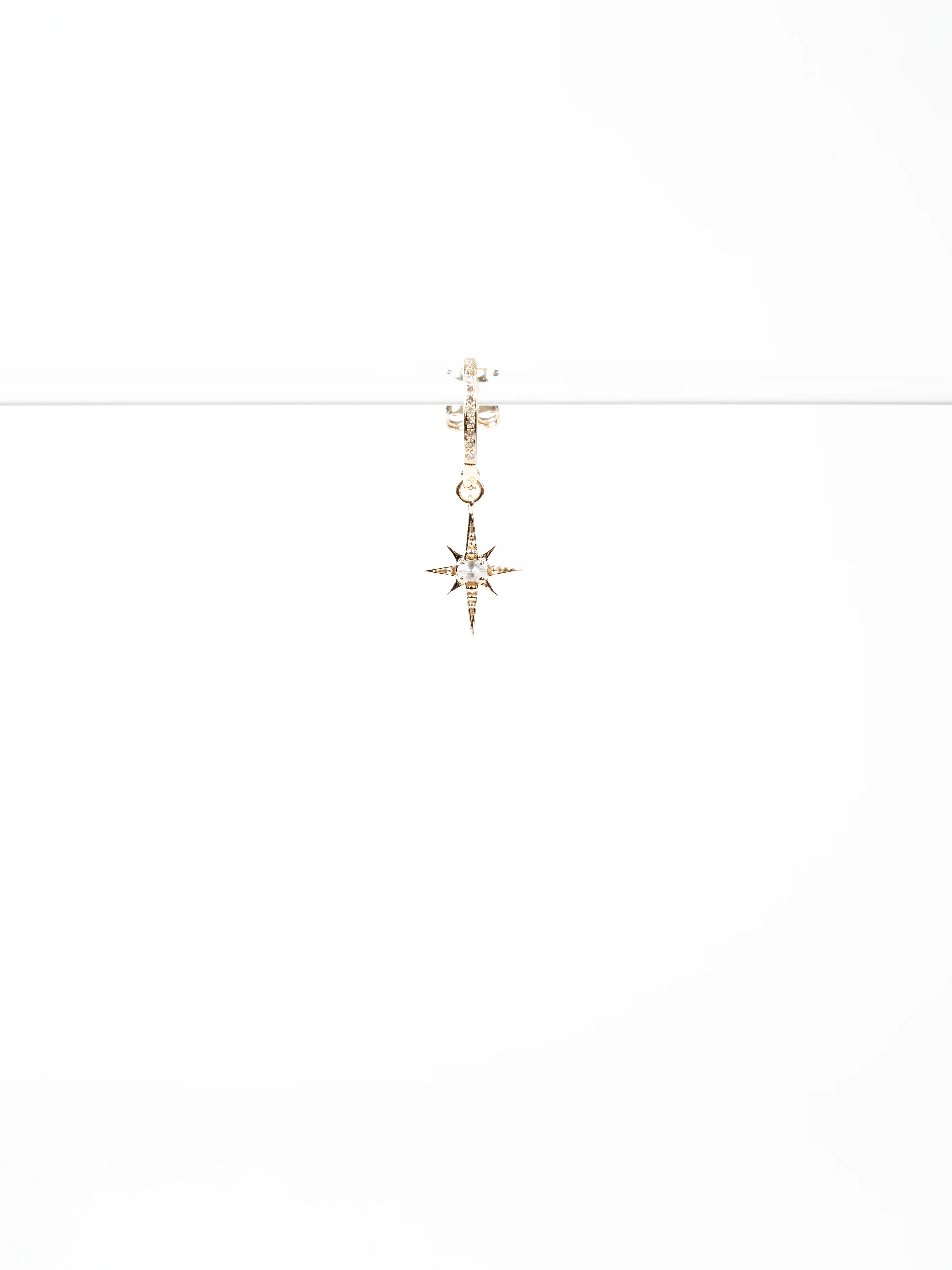 star & white sapphire single hoop single earring - Image 3