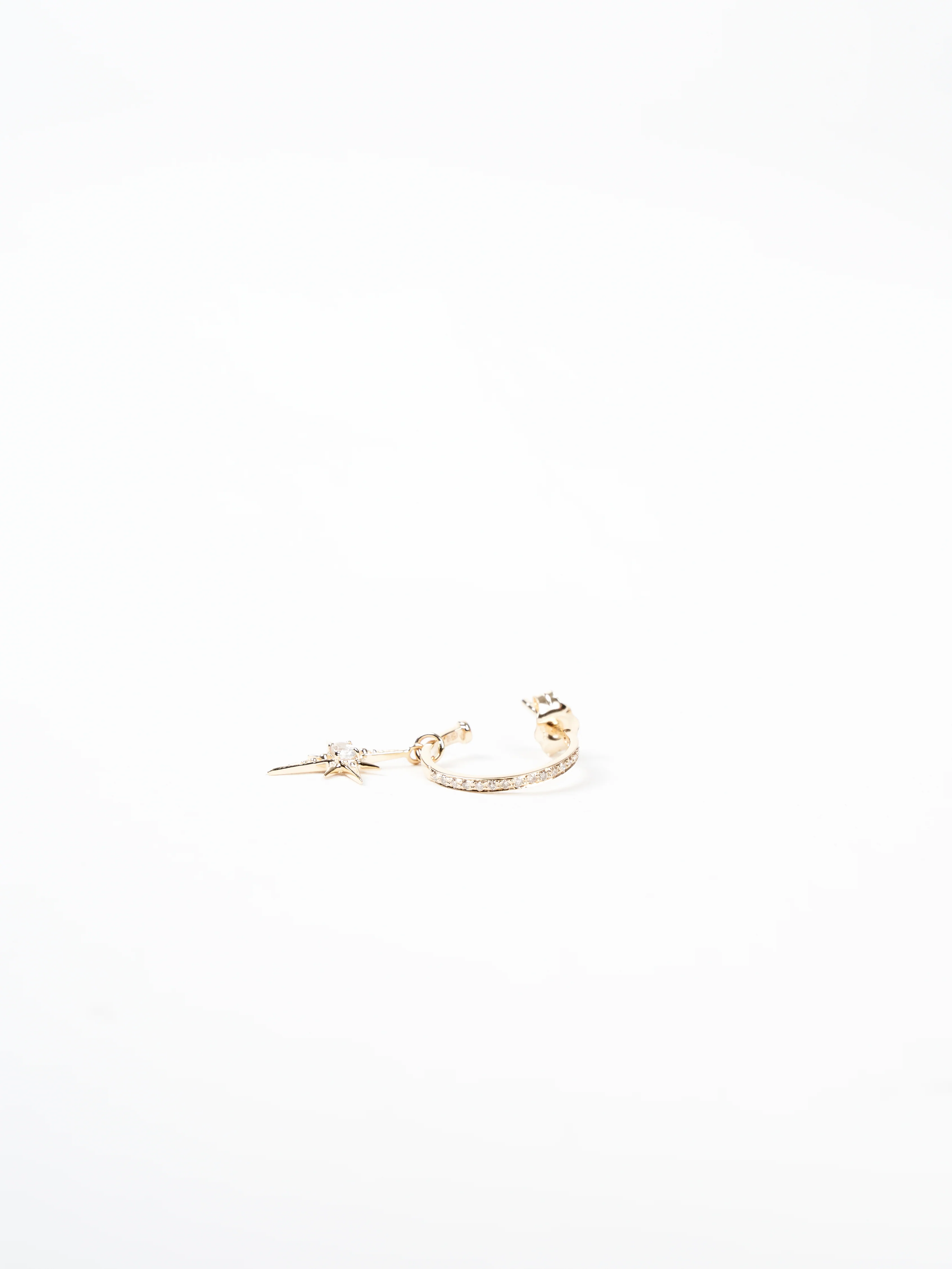 star & white sapphire single hoop single earring - Image 4
