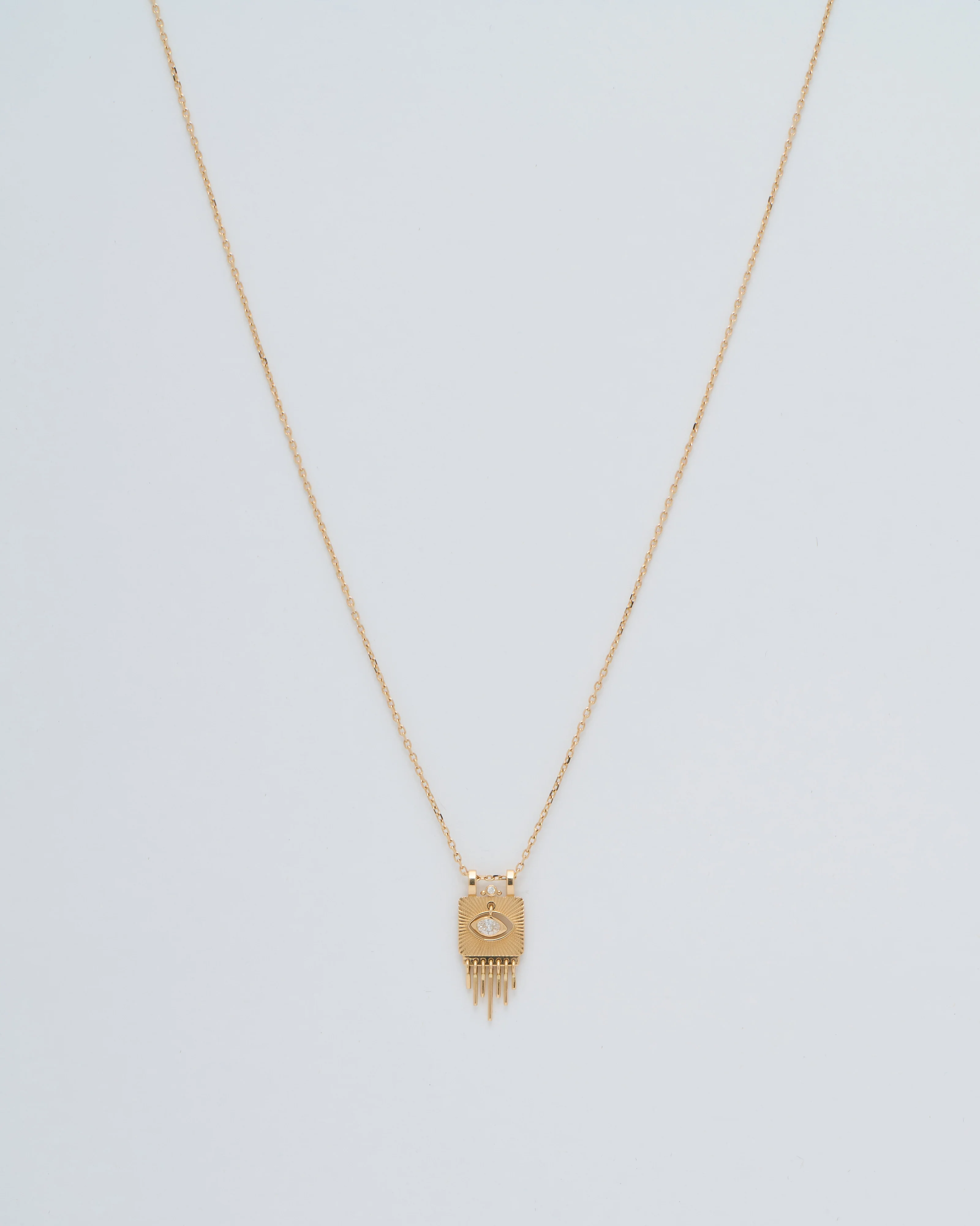 sunbeams gold plate with diamond eye necklace