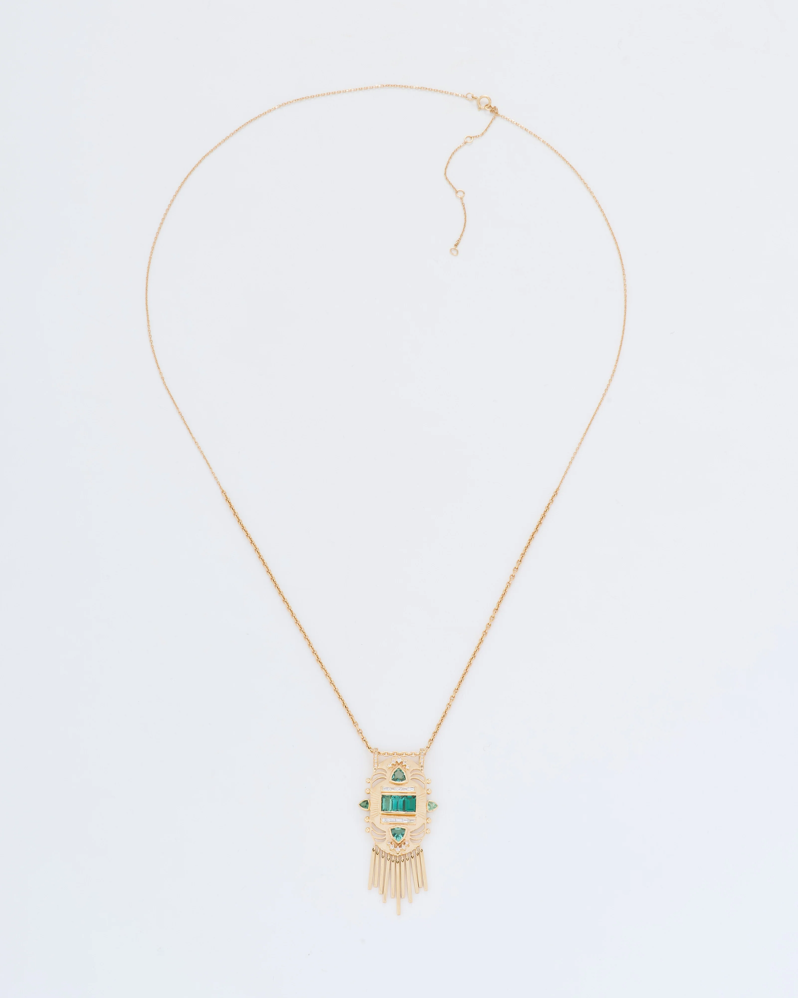 tiger totem triple tourmaline with diamonds and dangling details chain necklace - Image 5