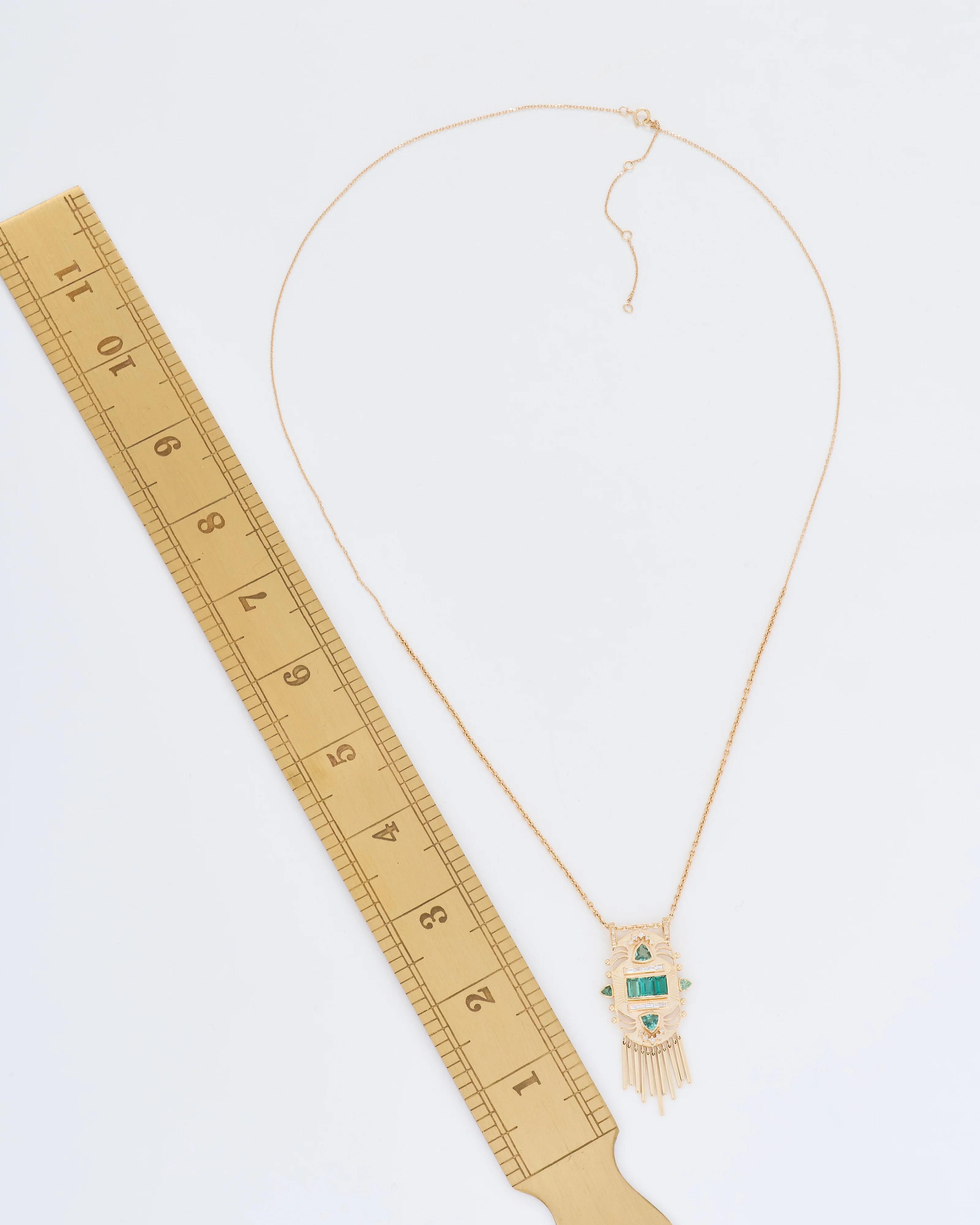 tiger totem triple tourmaline with diamonds and dangling details chain necklace - Image 8