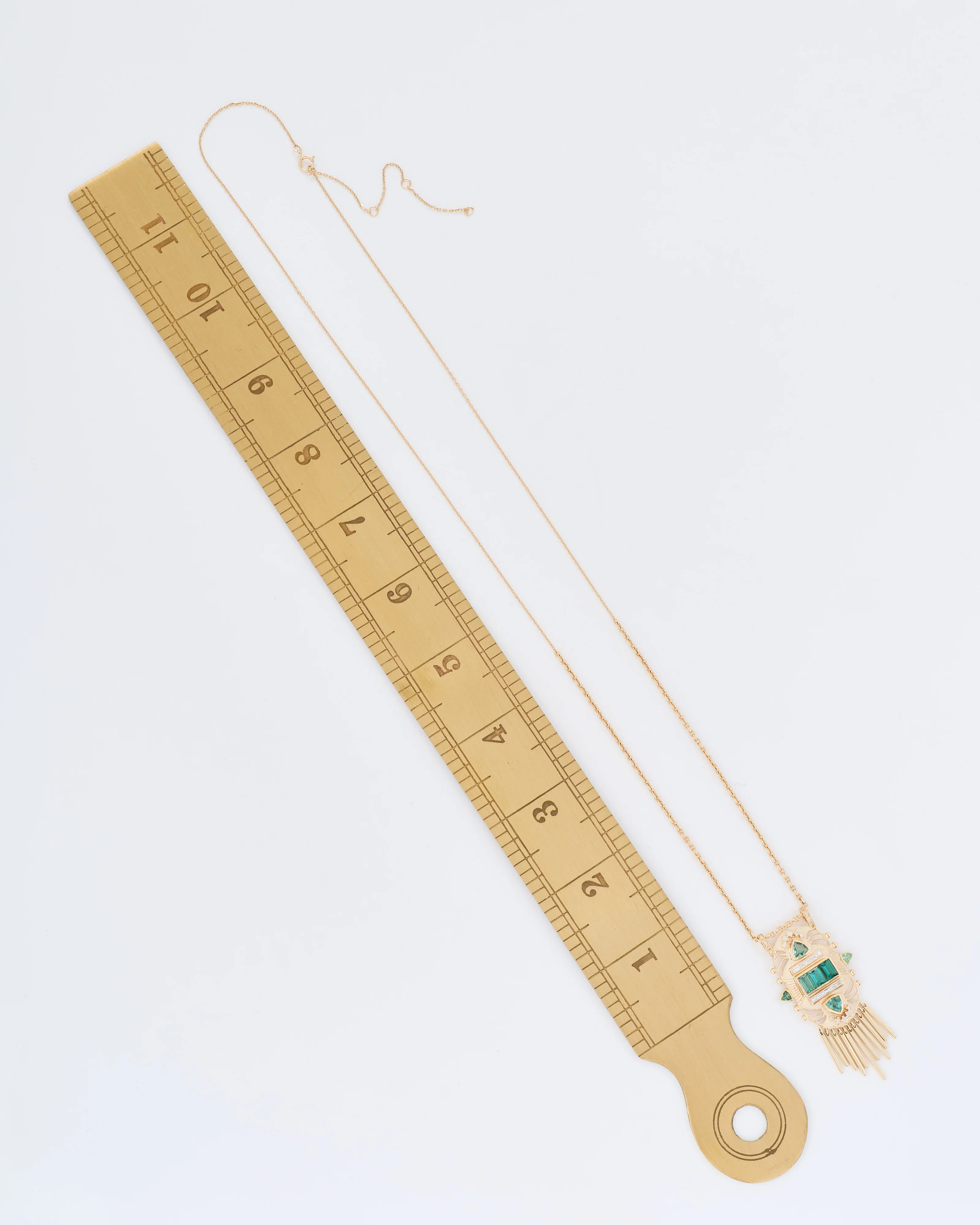 tiger totem triple tourmaline with diamonds and dangling details chain necklace - Image 9