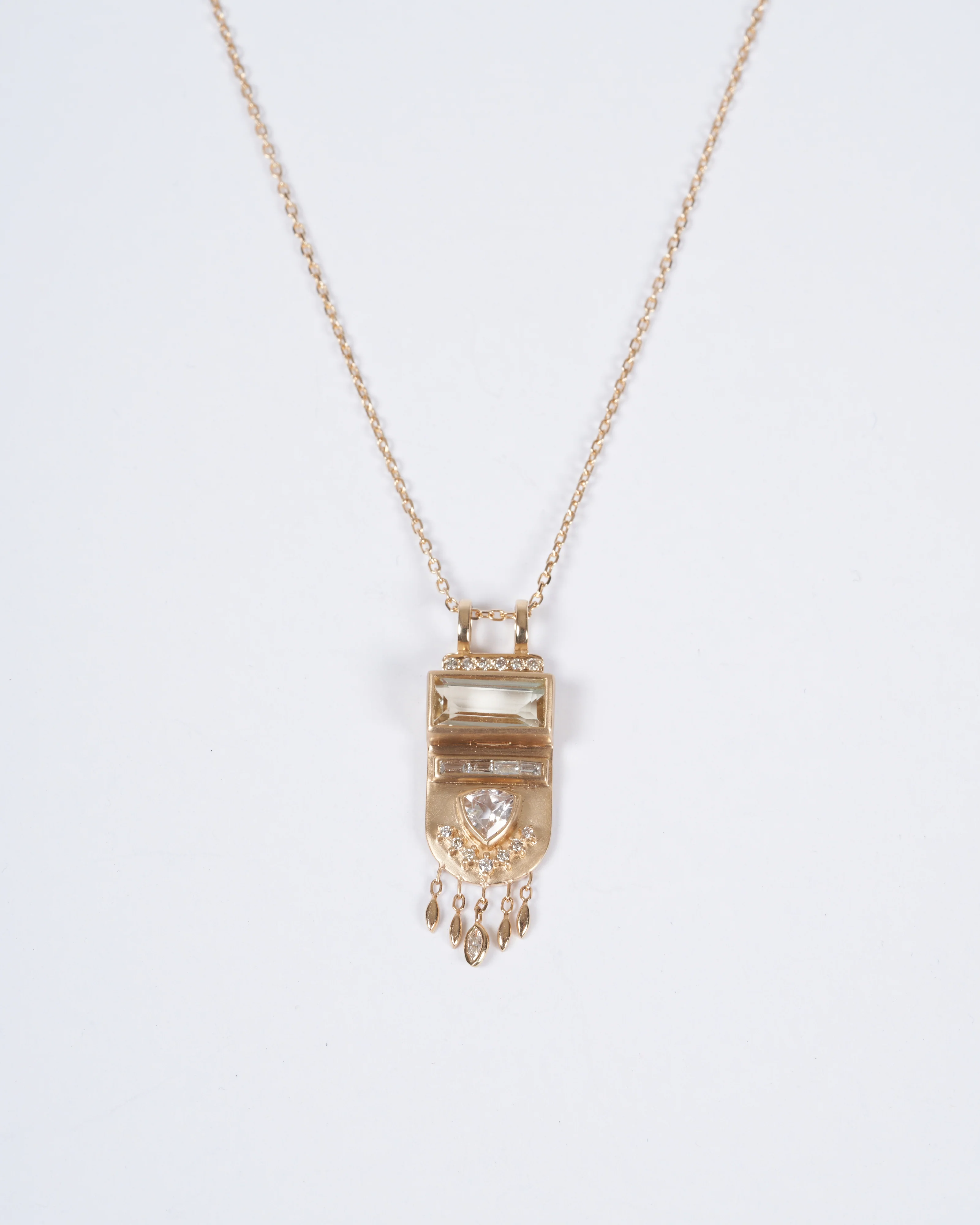 totem tourmalines and diamonds necklace - gold and stone