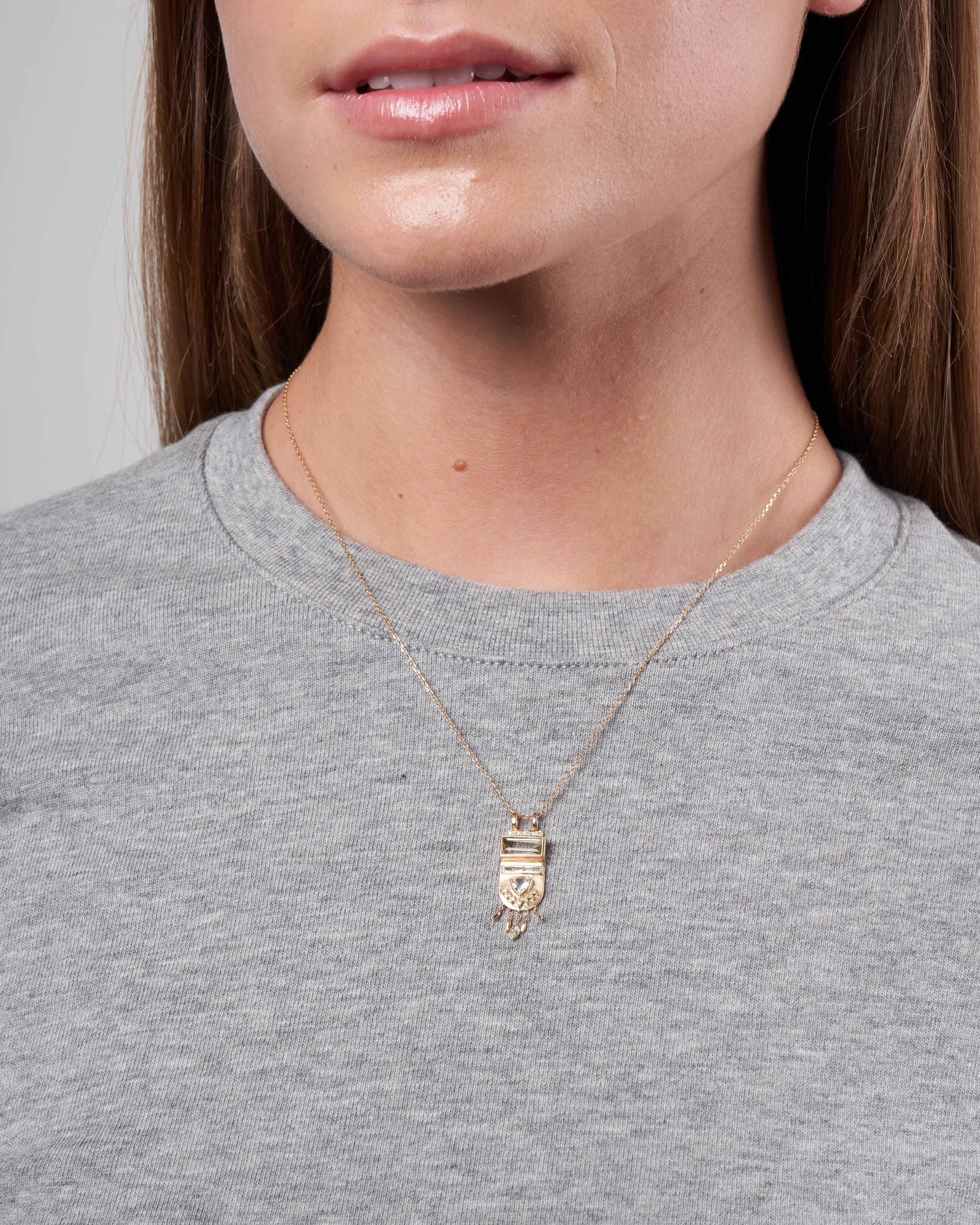 totem tourmalines and diamonds necklace - gold and stone - Image 4
