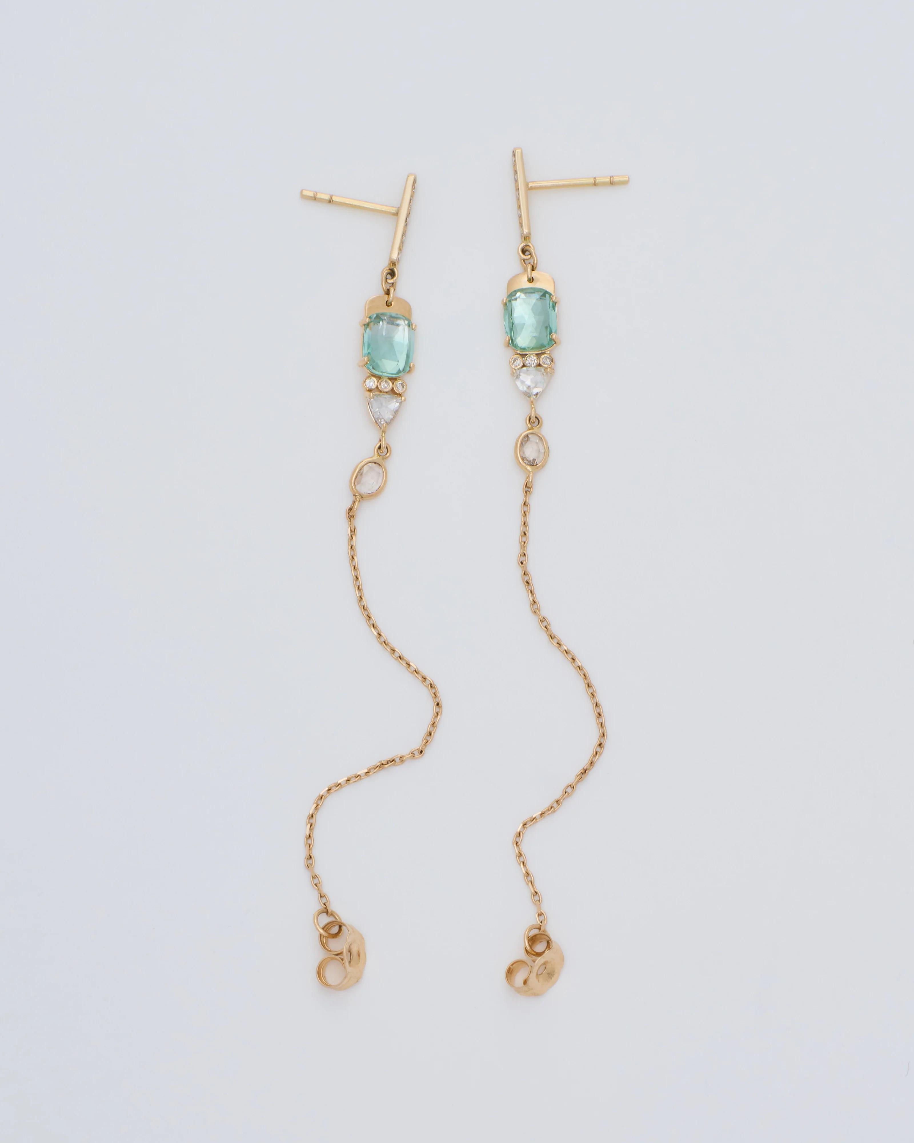 tourmaline and diamond drop chain earrings - Image 6