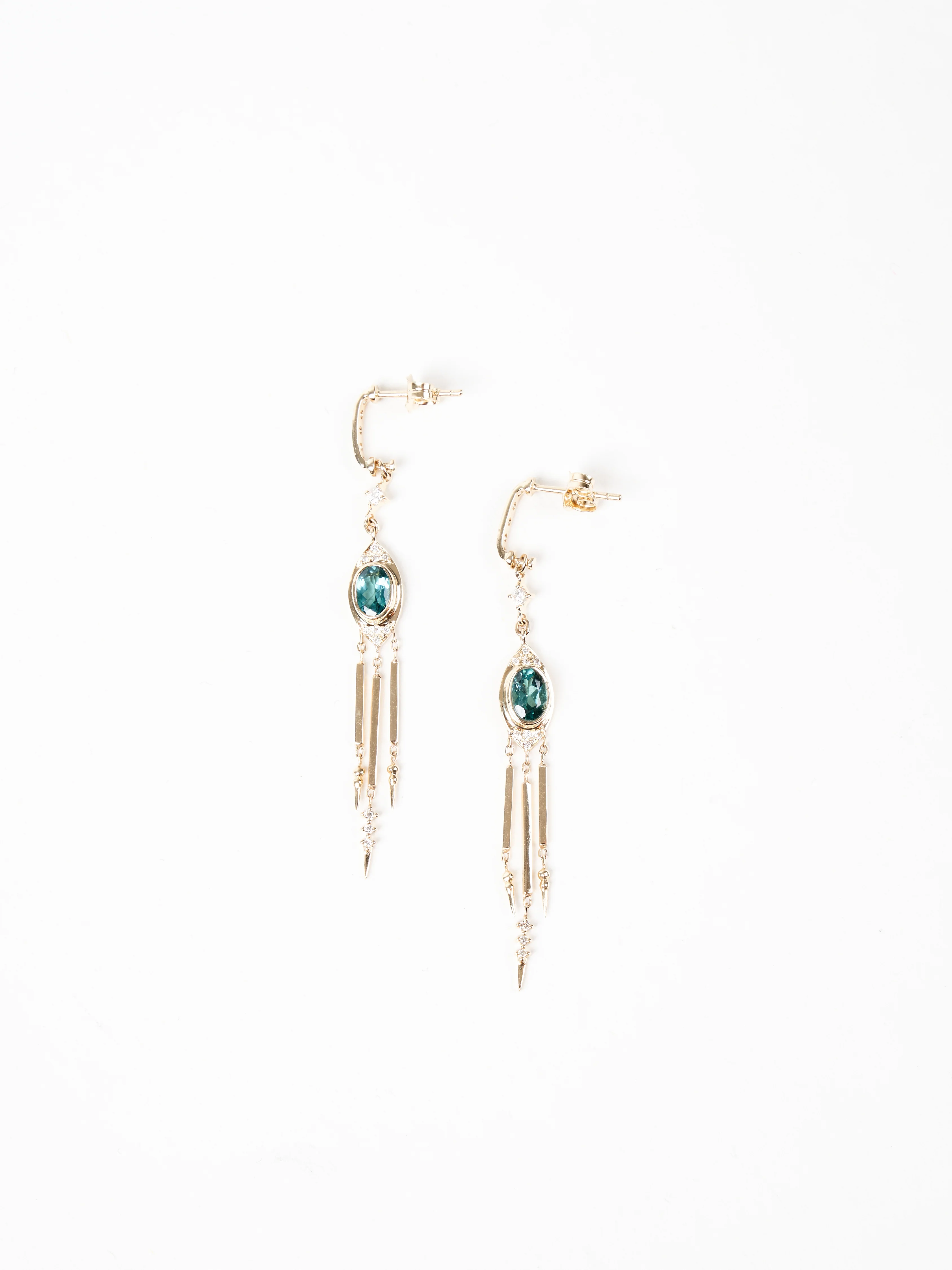 tourmaline and long fringe spike earrings - Image 2