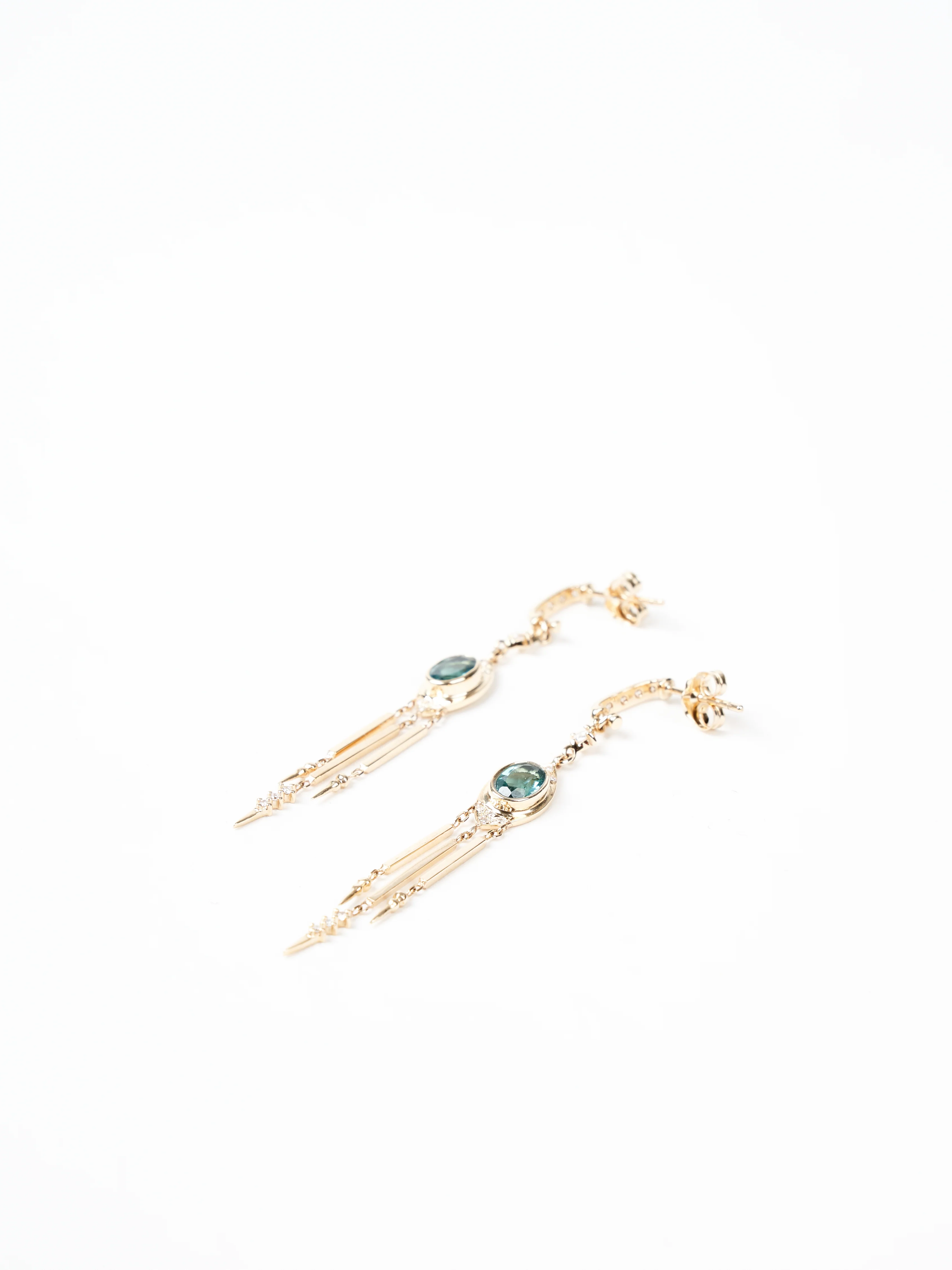 tourmaline and long fringe spike earrings - Image 3