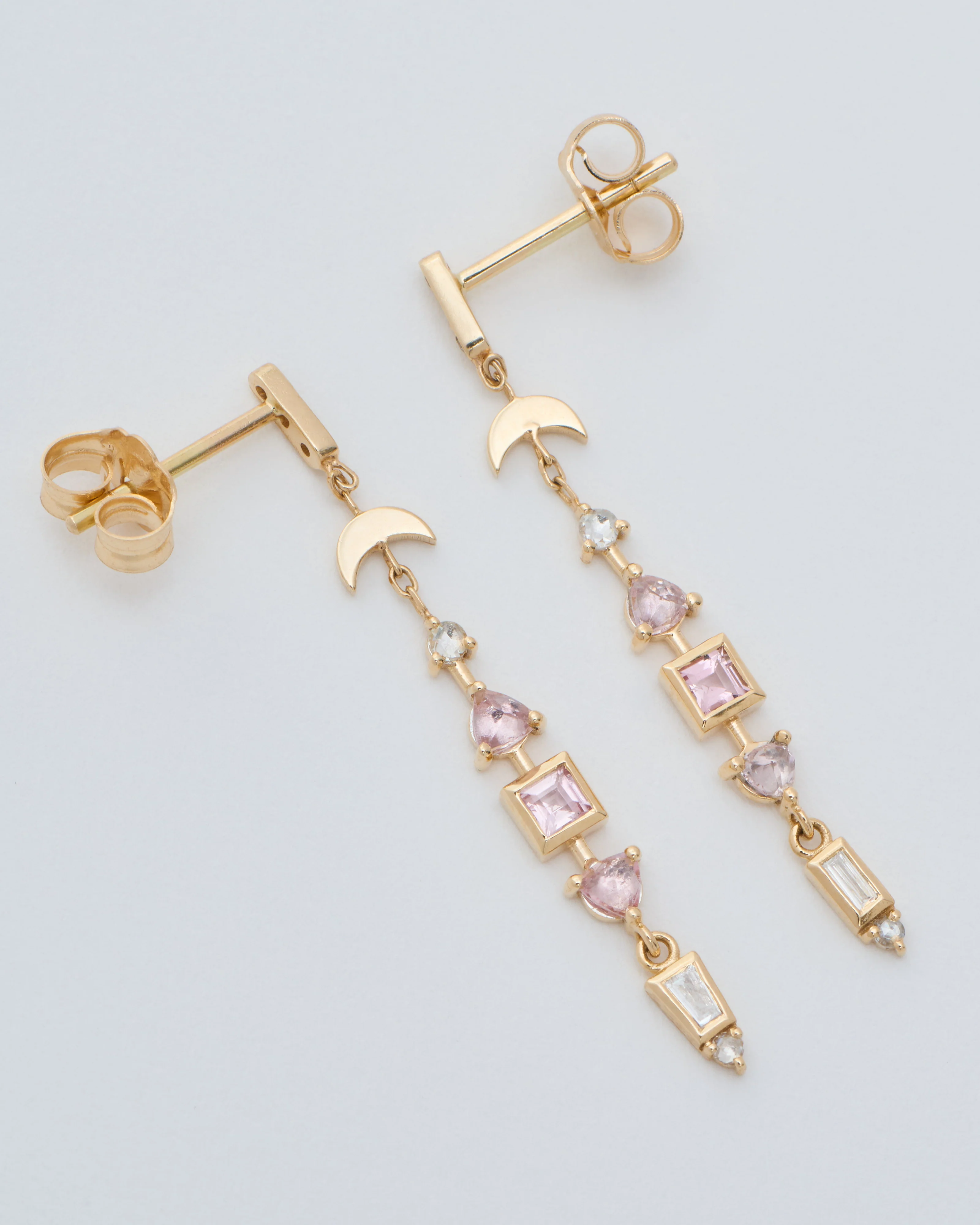 tourmaline moon crescent long earrings - Image 4