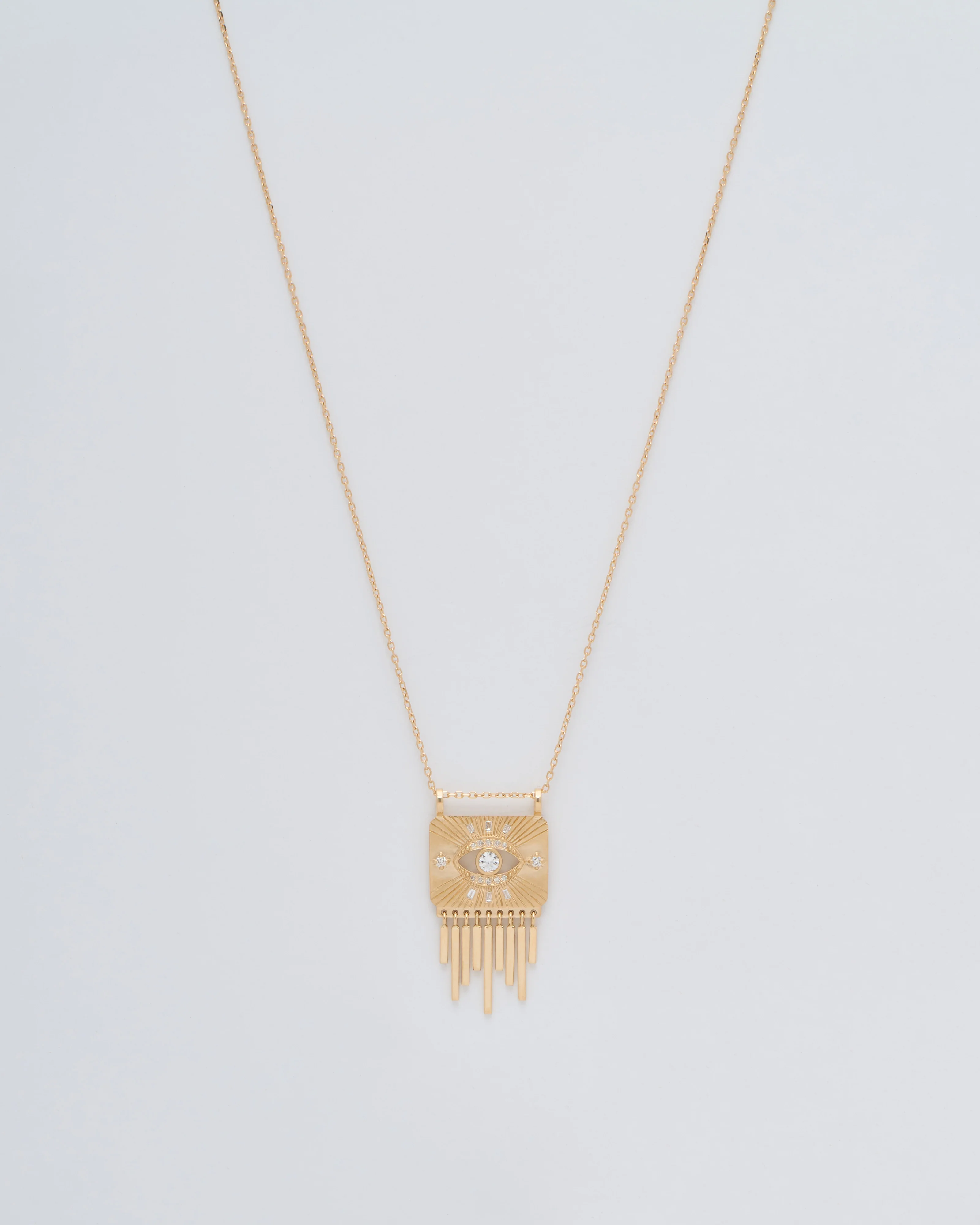 white sapphire eye plate necklace