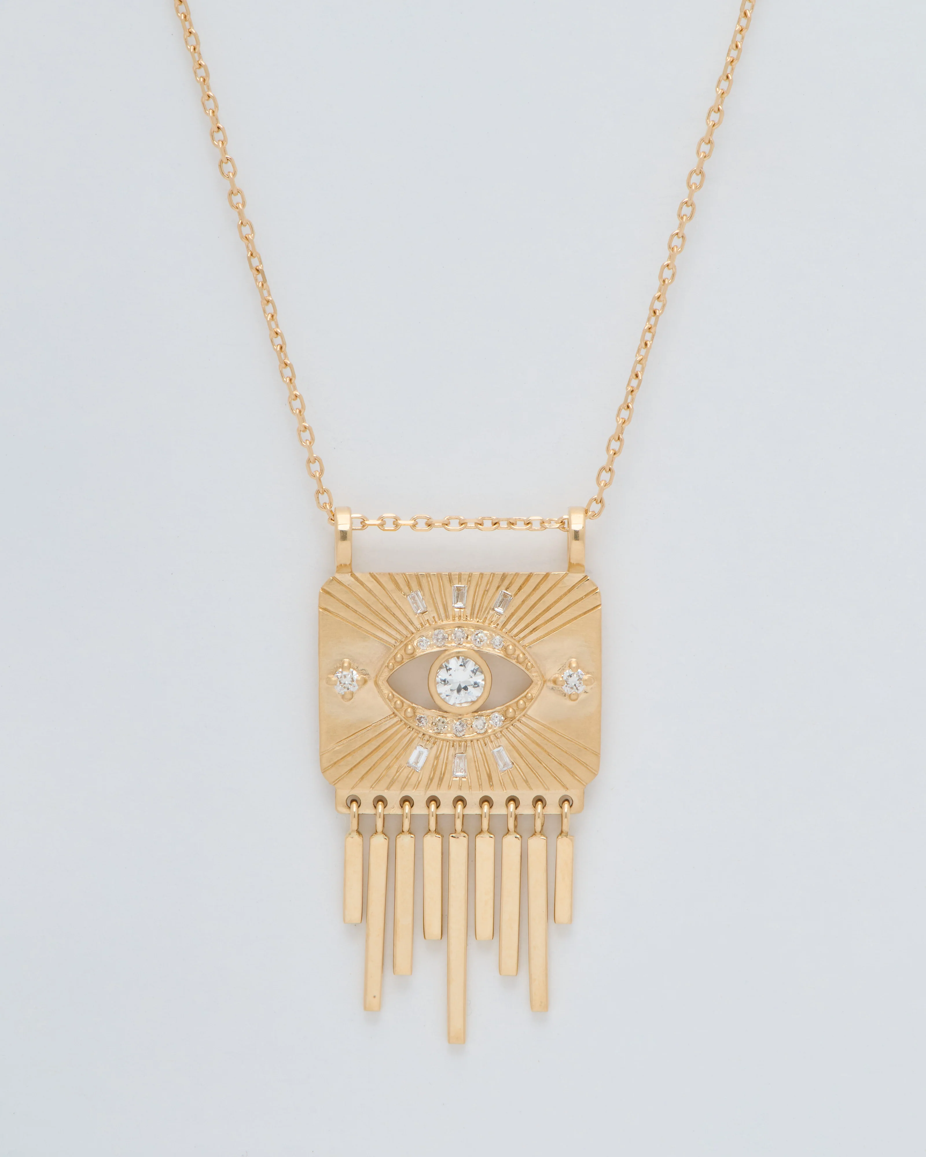 white sapphire eye plate necklace - Image 2