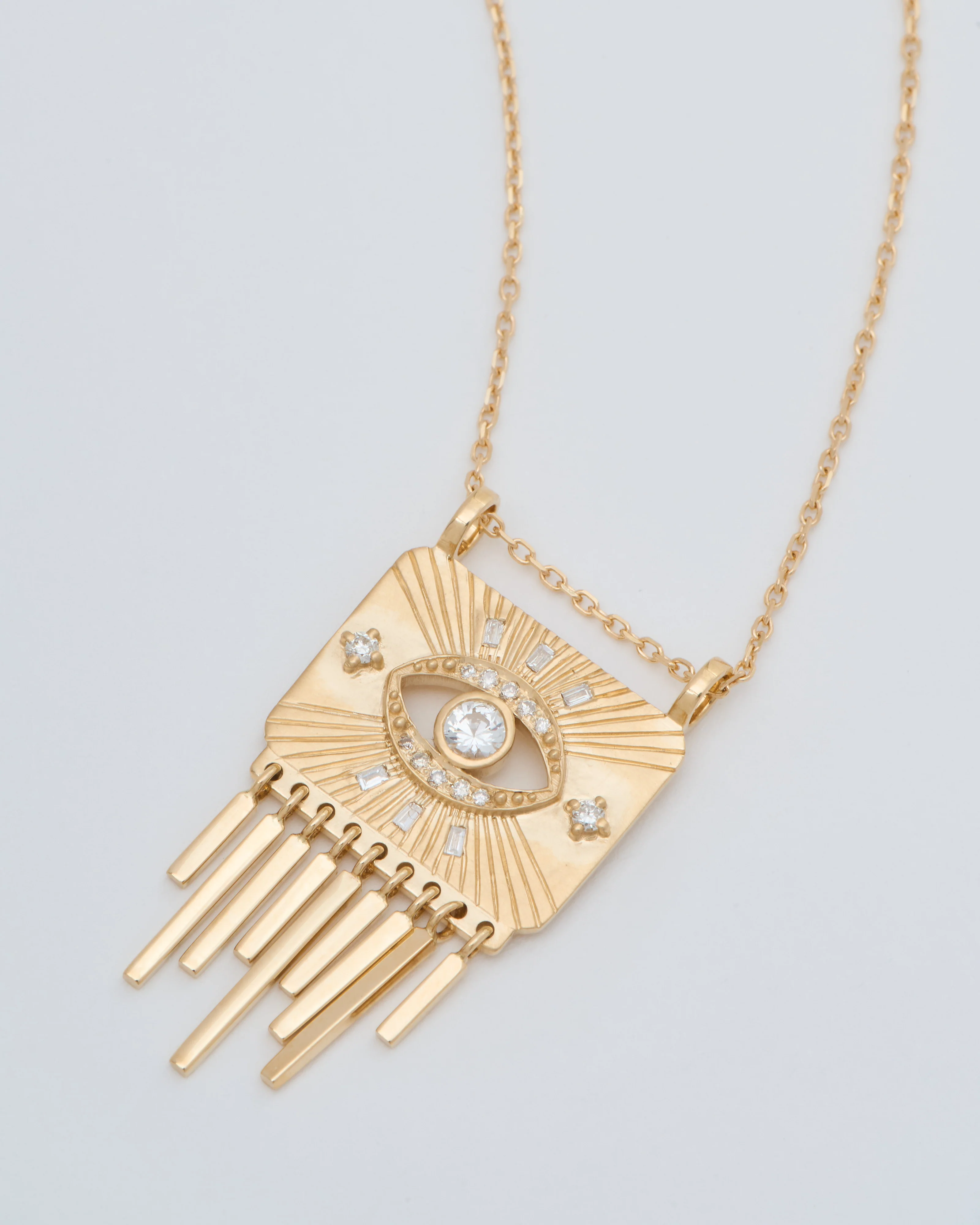 white sapphire eye plate necklace - Image 3