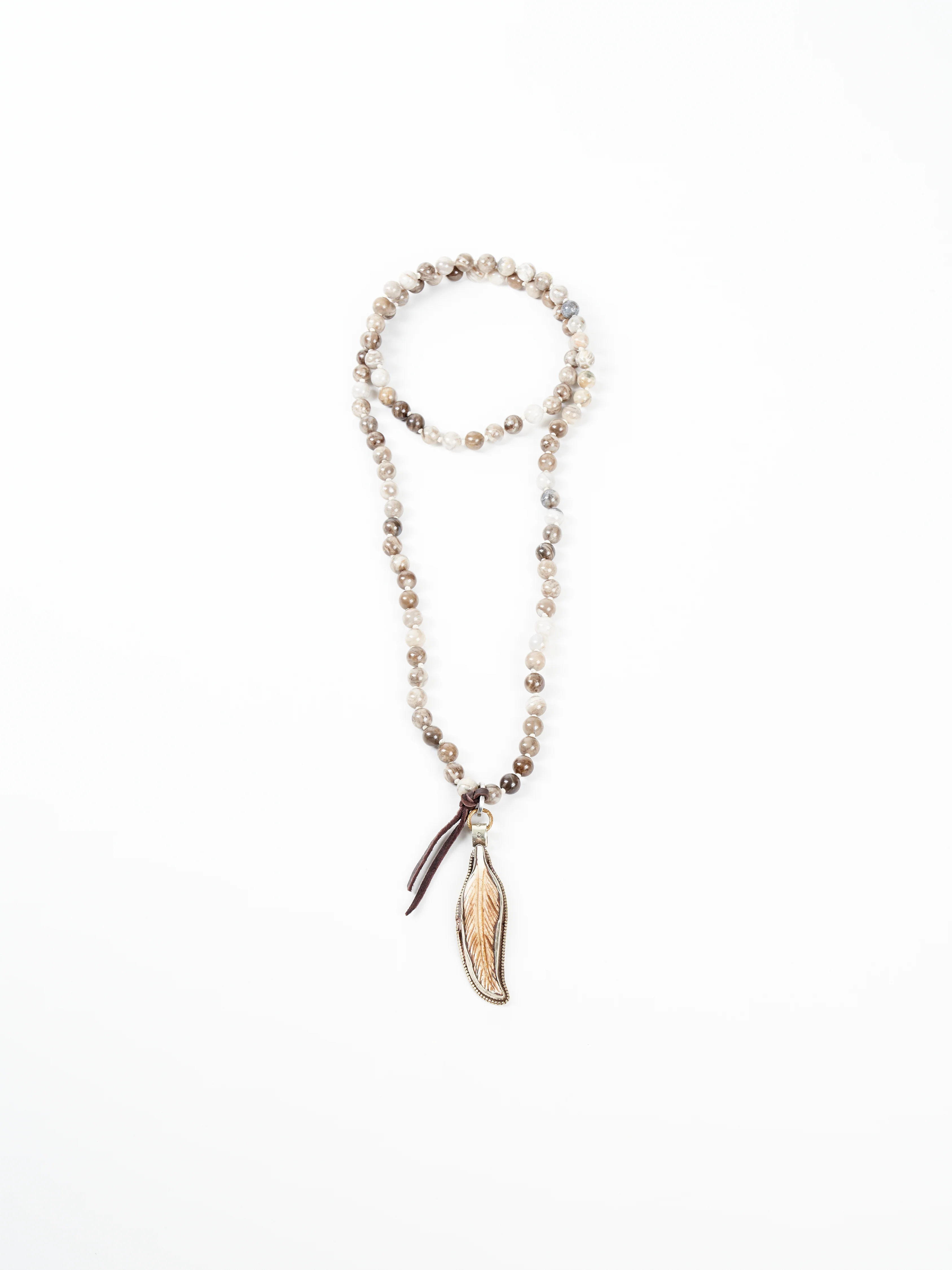 jasper necklace with feather pendant