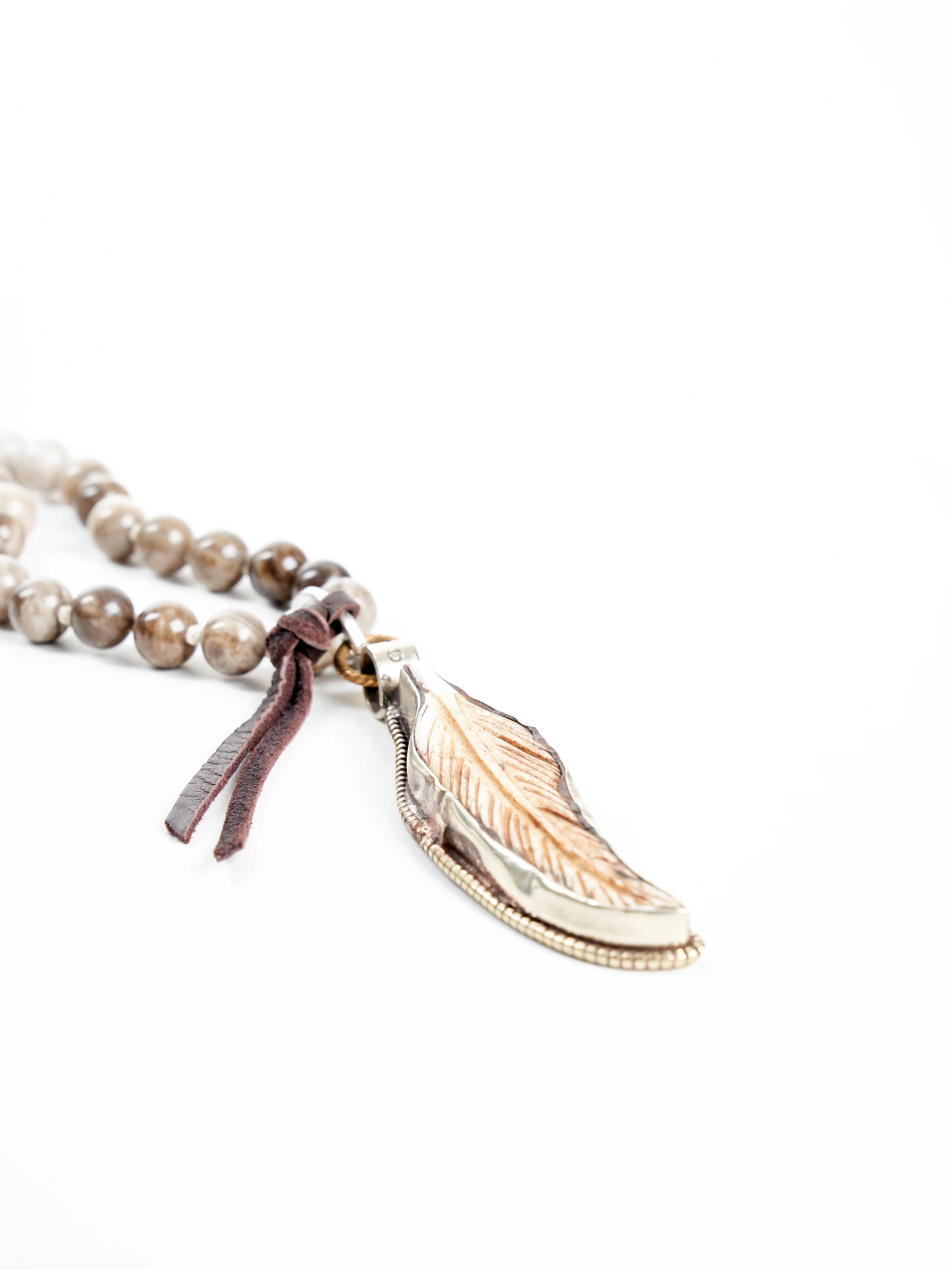jasper necklace with feather pendant - Image 3