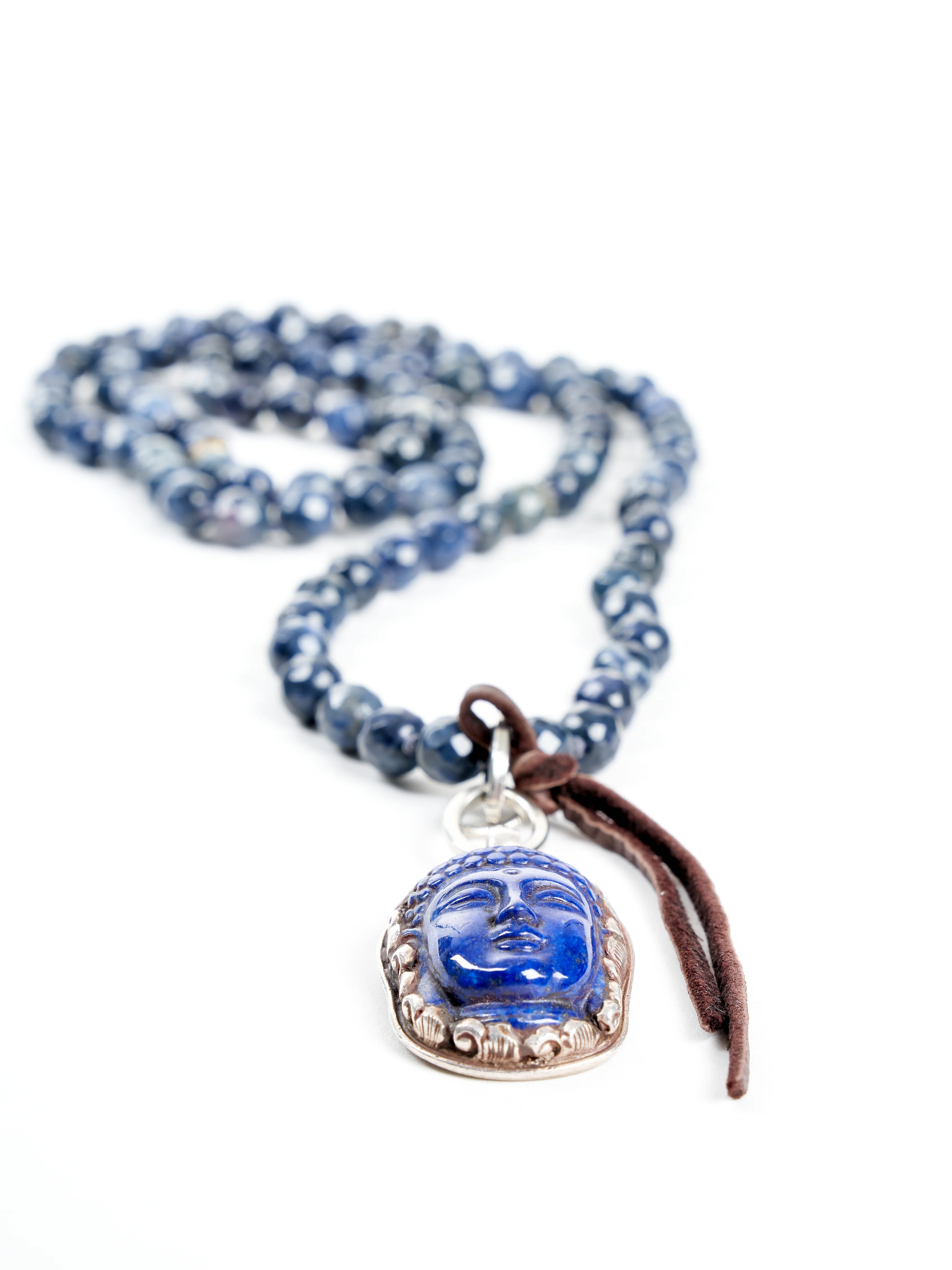 lapis beaded necklace - buddha pendant - Image 2