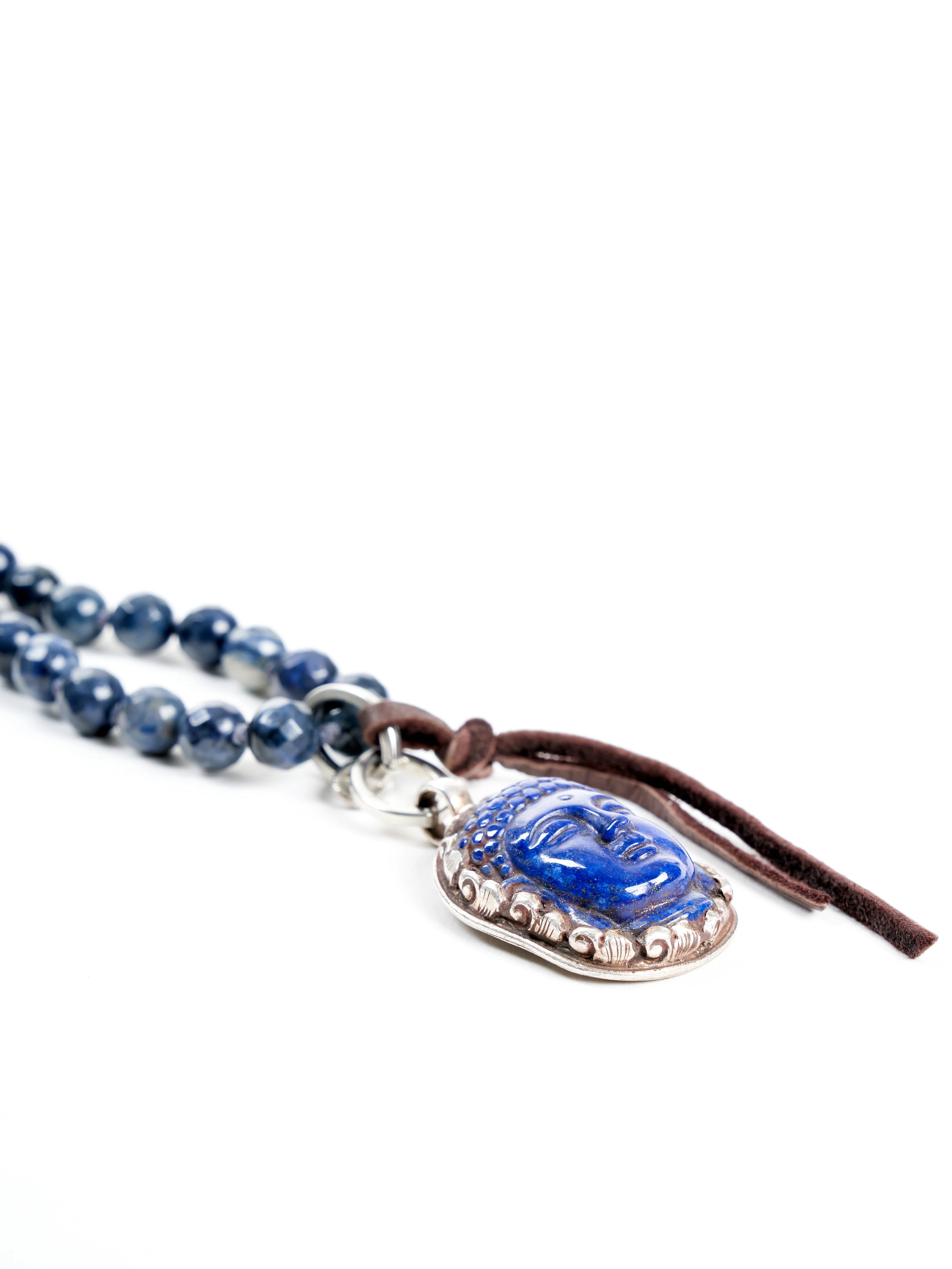 lapis beaded necklace - buddha pendant - Image 3