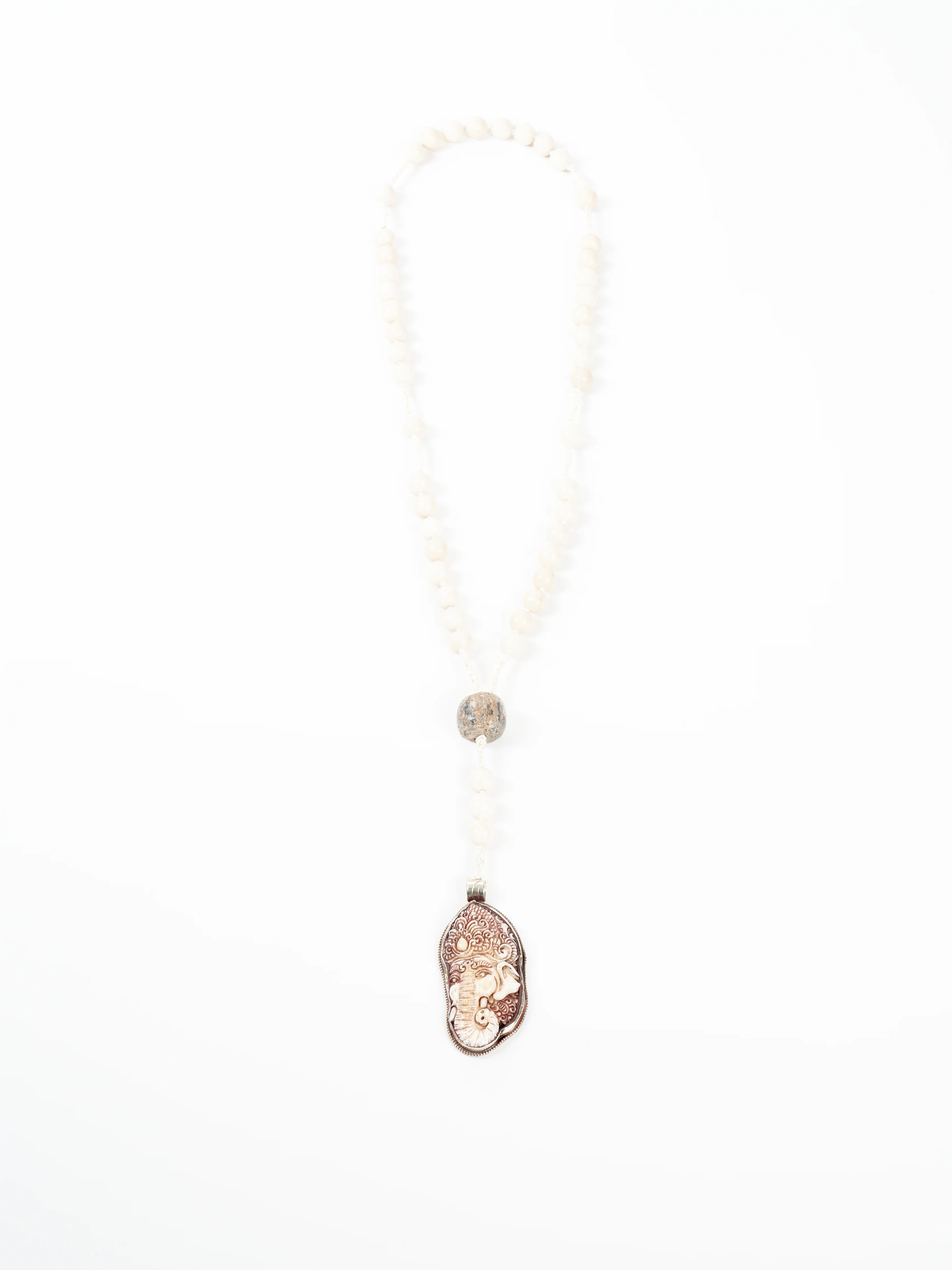 stone bead necklace with elephant pendant