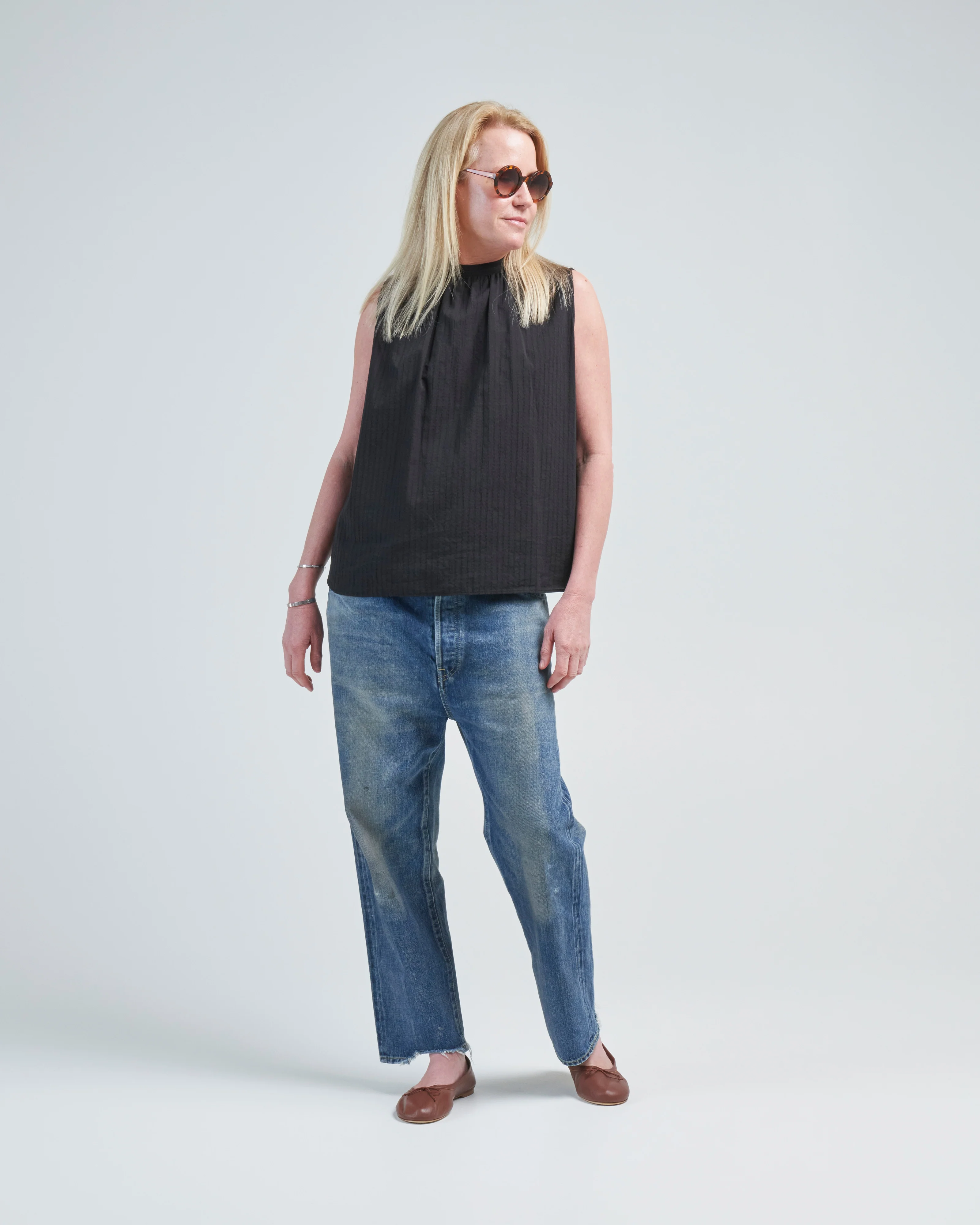 band collar sleeveless shirt - Image 3