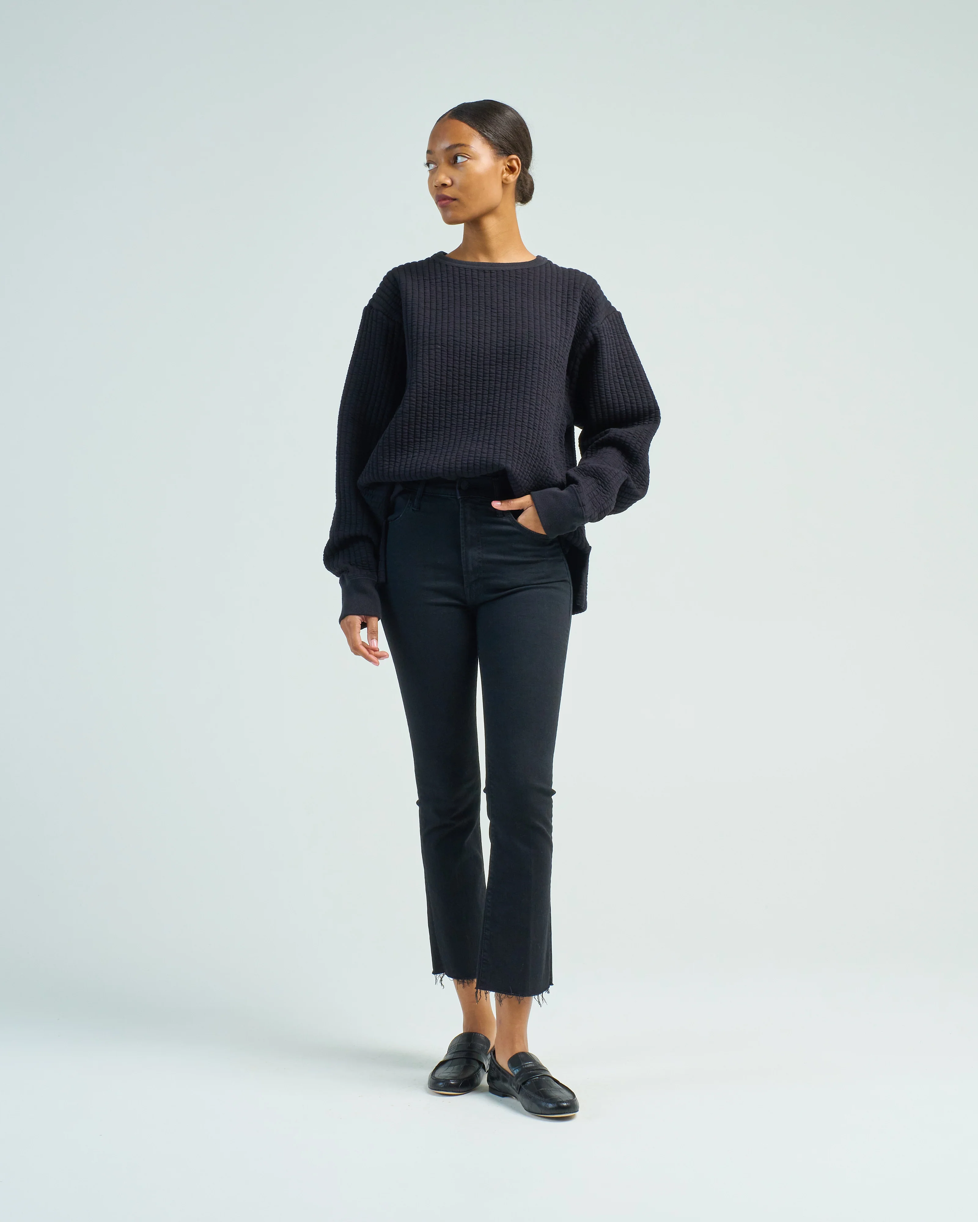 quilted crew neck top - Image 2